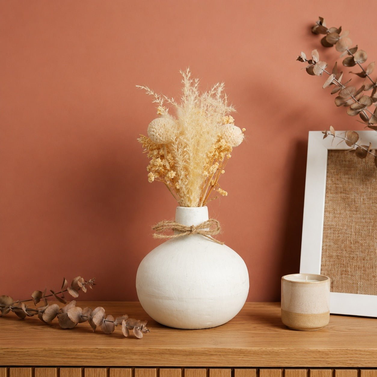 Moonstone Bloom Vase with Dried Flowers | Elegant Neutral Home Decor – Vases on Brown Living™. SKU: V-406. Img 4.