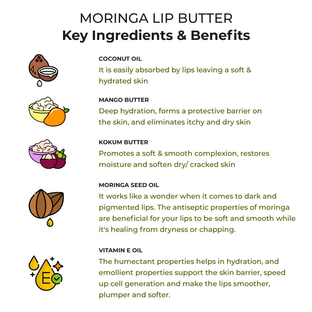 Moringa Lip Butter with Botanical Oils & Butters - 15g | AM & PM friendly – Lip Balms on Brown Living™. SKU: LC1501. Img 3.