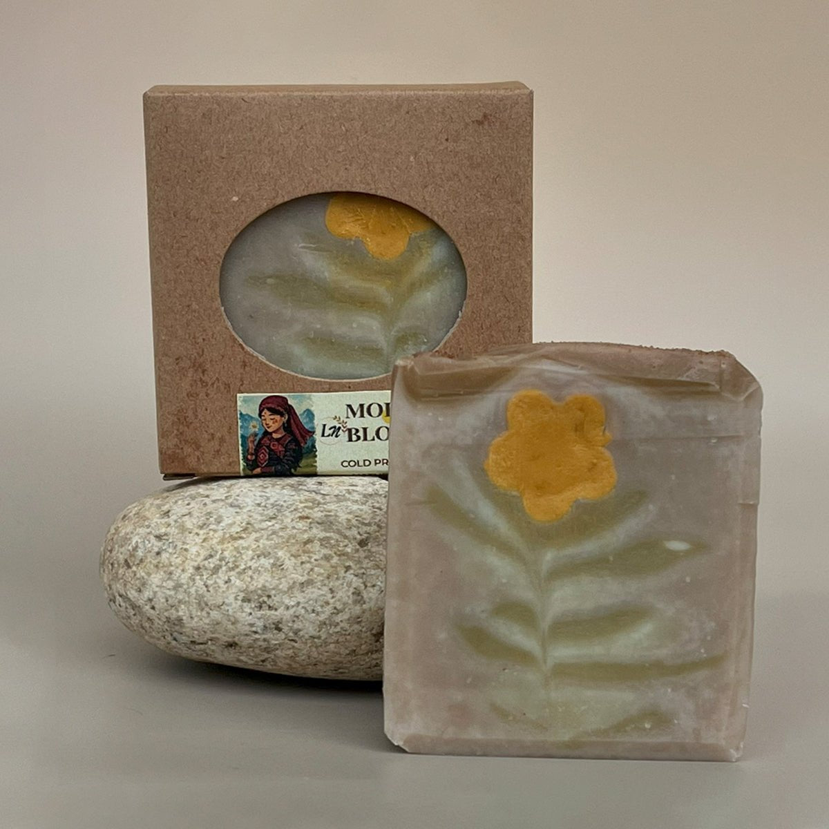 Morning Blossom Unscented Artistic Soap –Gentle Natural Cleanse | 120g – Soap on Brown Living™. SKU: LN-MB-120. Img 1.