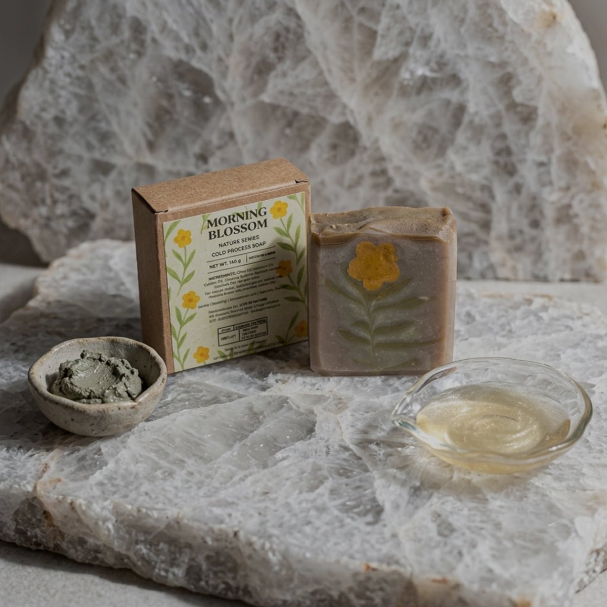 Morning Blossom Unscented Artistic Soap –Gentle Natural Cleanse | 120g – Soap on Brown Living™. SKU: LN-MB-120. Img 4.