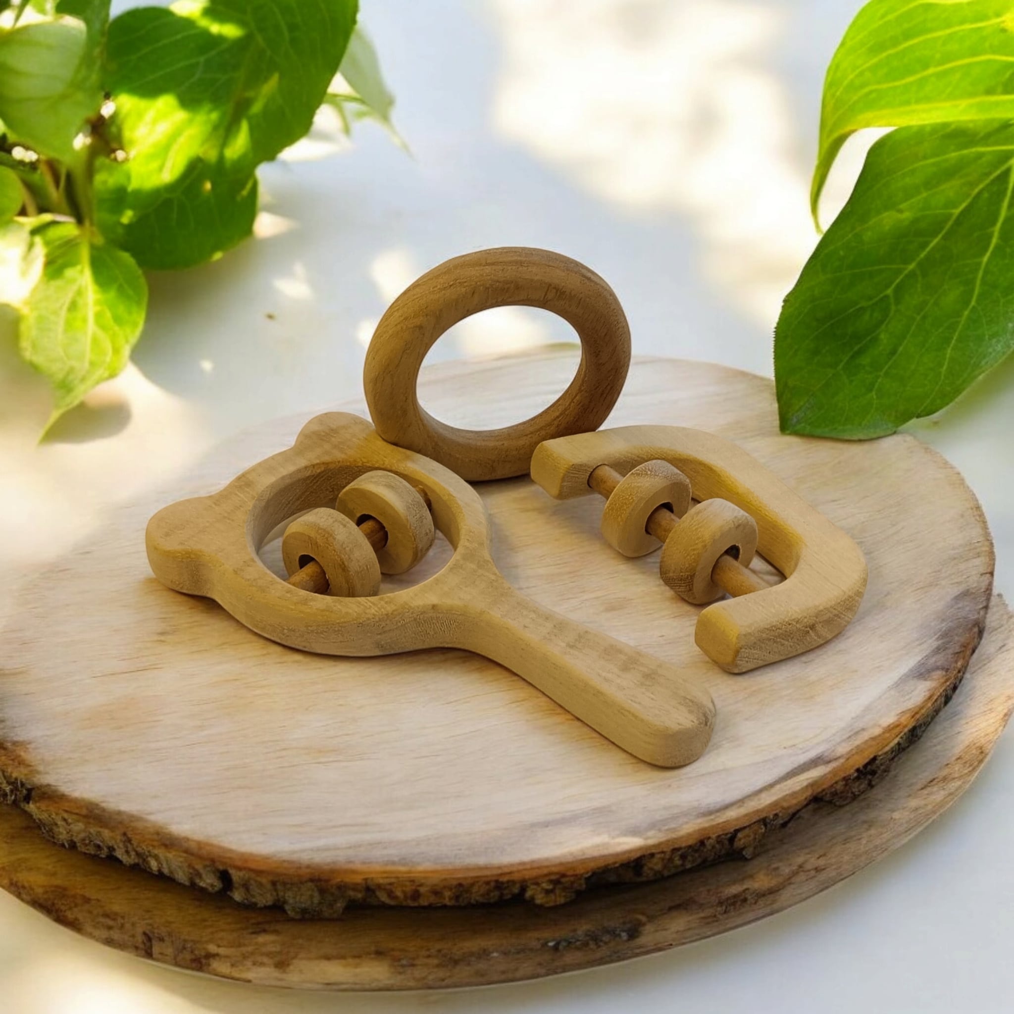 Most Loved Neem Rattles & Teethers – Mickey Head, C - Shape & Ring Shape – Wooden Toys on Brown Living™. SKU: RT_MKHD-C-RNG. Img 1.