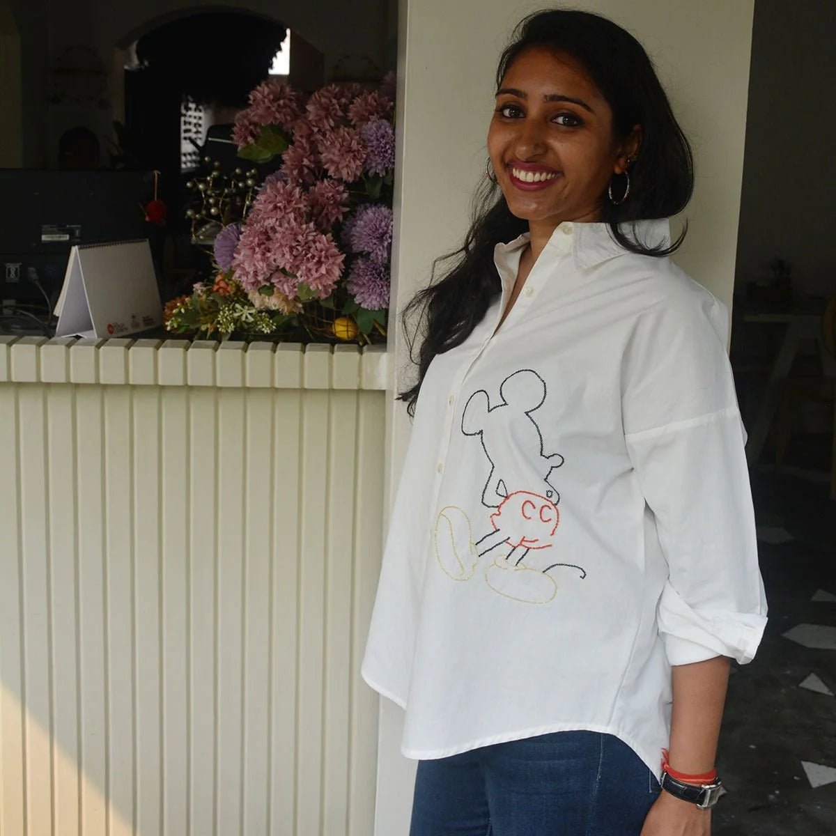 Mouse Embellished Cotton Shirt for Women – Womens Shirt on Brown Living™. SKU: MESW01W. Img 6.