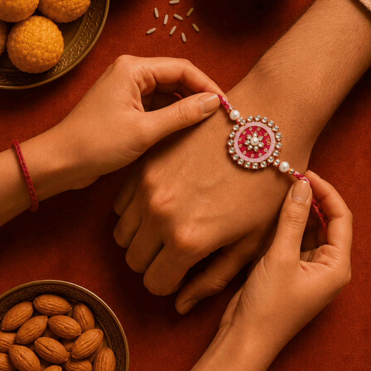 Mukta Rakhi | Handmade Designer Rakhi for Raksha Bandhan – Rakhi on Brown Living™. SKU: AM-RAK-Mukta. Img 1.