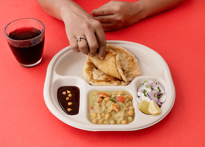 Multi - Compartment Disposable Chausar Meal Tray | Pack of 25 – Trays & Platters on Brown Living™. SKU: CLEC-15. Img 1.