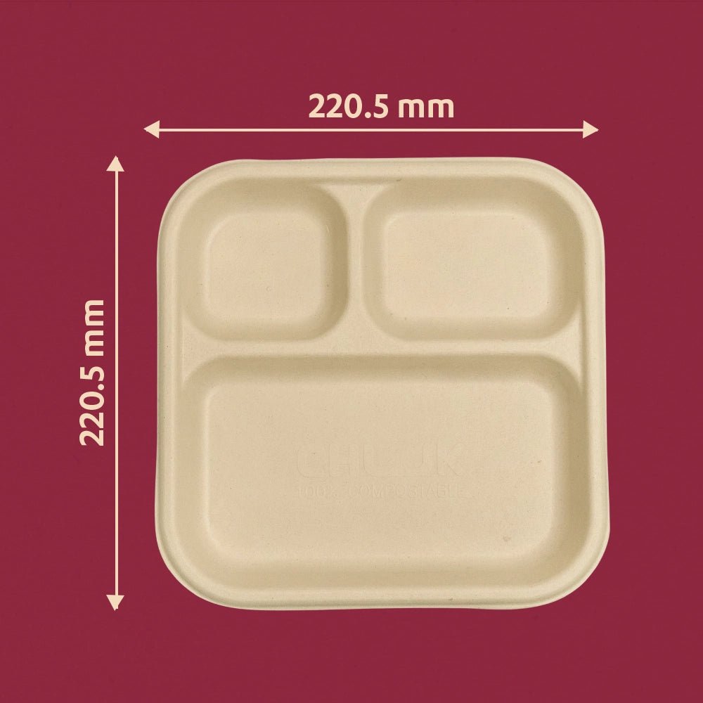Multi - Compartment Disposable Chombo Meal Tray | Pack of 25 – Trays & Platters on Brown Living™. SKU: CLEC-73. Img 4.