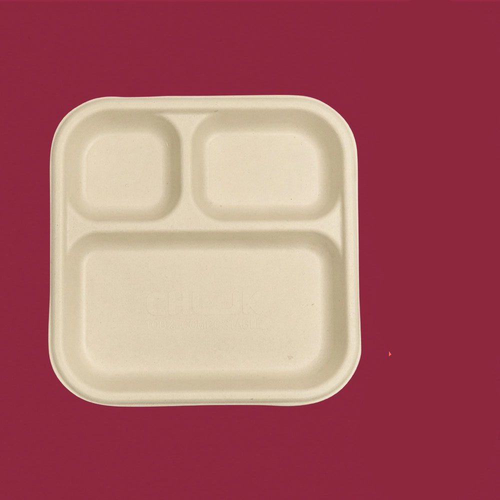 Multi - Compartment Disposable Chombo Meal Tray | Pack of 25 – Trays & Platters on Brown Living™. SKU: CLEC-73. Img 3.