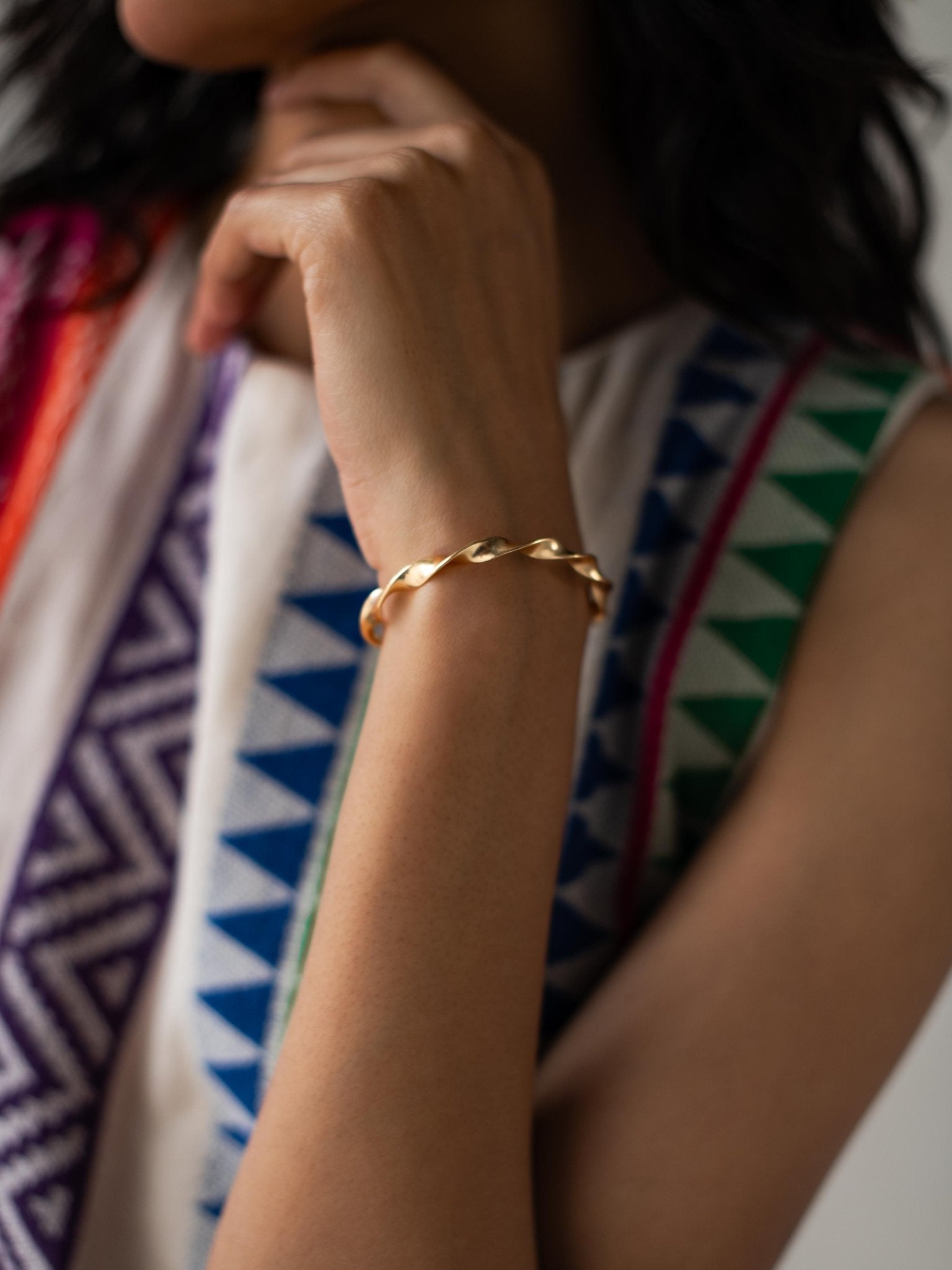 Multicolor Cotton Jacquard Asymmetrical Sleeveless Top for Women – Womens Top on Brown Living™. SKU: DCSS25T03S. Img 3.