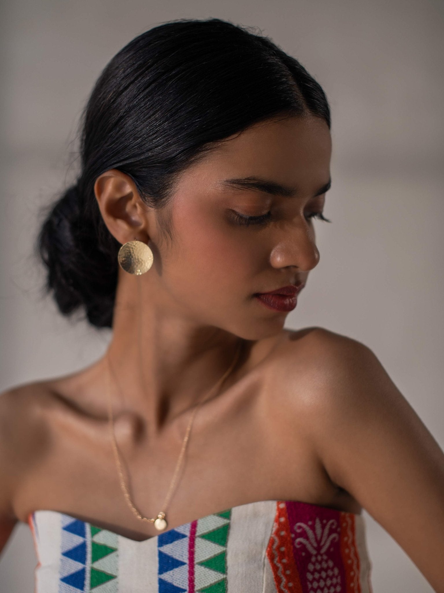 Multicolor Cotton Jacquard Tube Top for Women – Womens Top on Brown Living™. SKU: DCSS25T01S. Img 2.