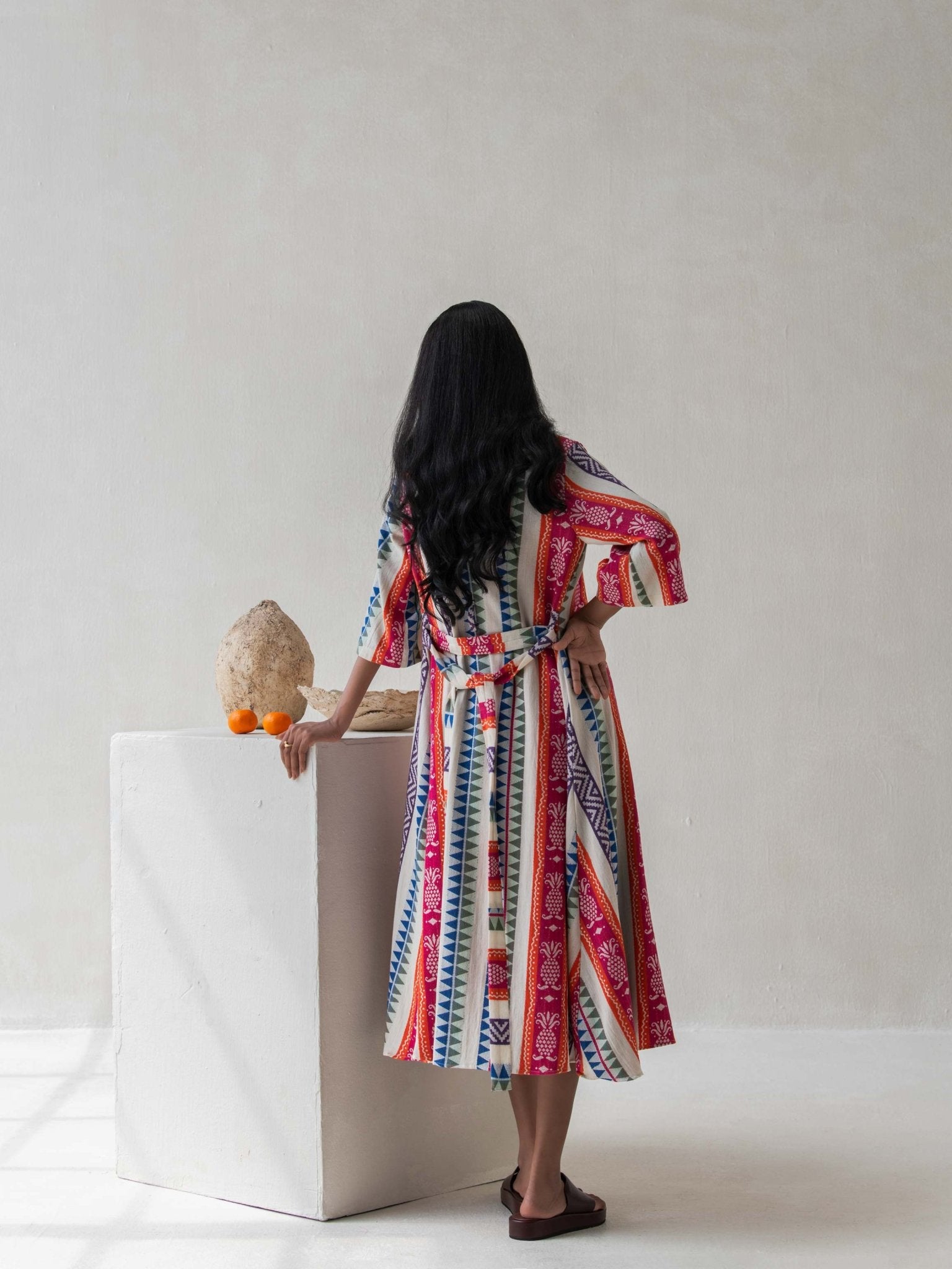 Multicolor Front Open Straight Cotton Jacquard Jacket for Women – Womens Jacket on Brown Living™. SKU: DCSS25L04S. Img 5.