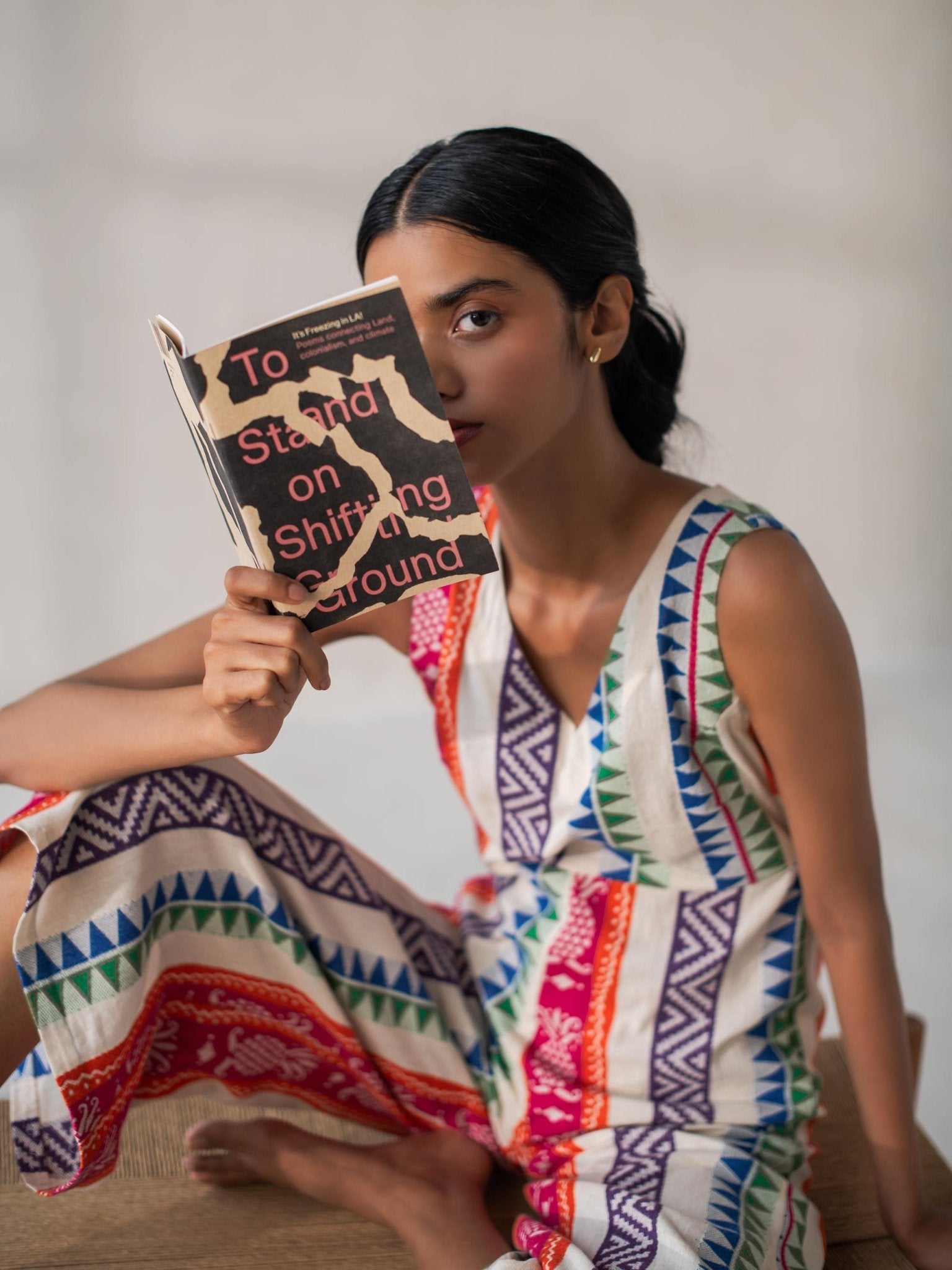 Multicolored Cotton Jacquard Flared Jumpsuit for Women – Womens Jumpsuit on Brown Living™. SKU: DCSS25D01S. Img 5.