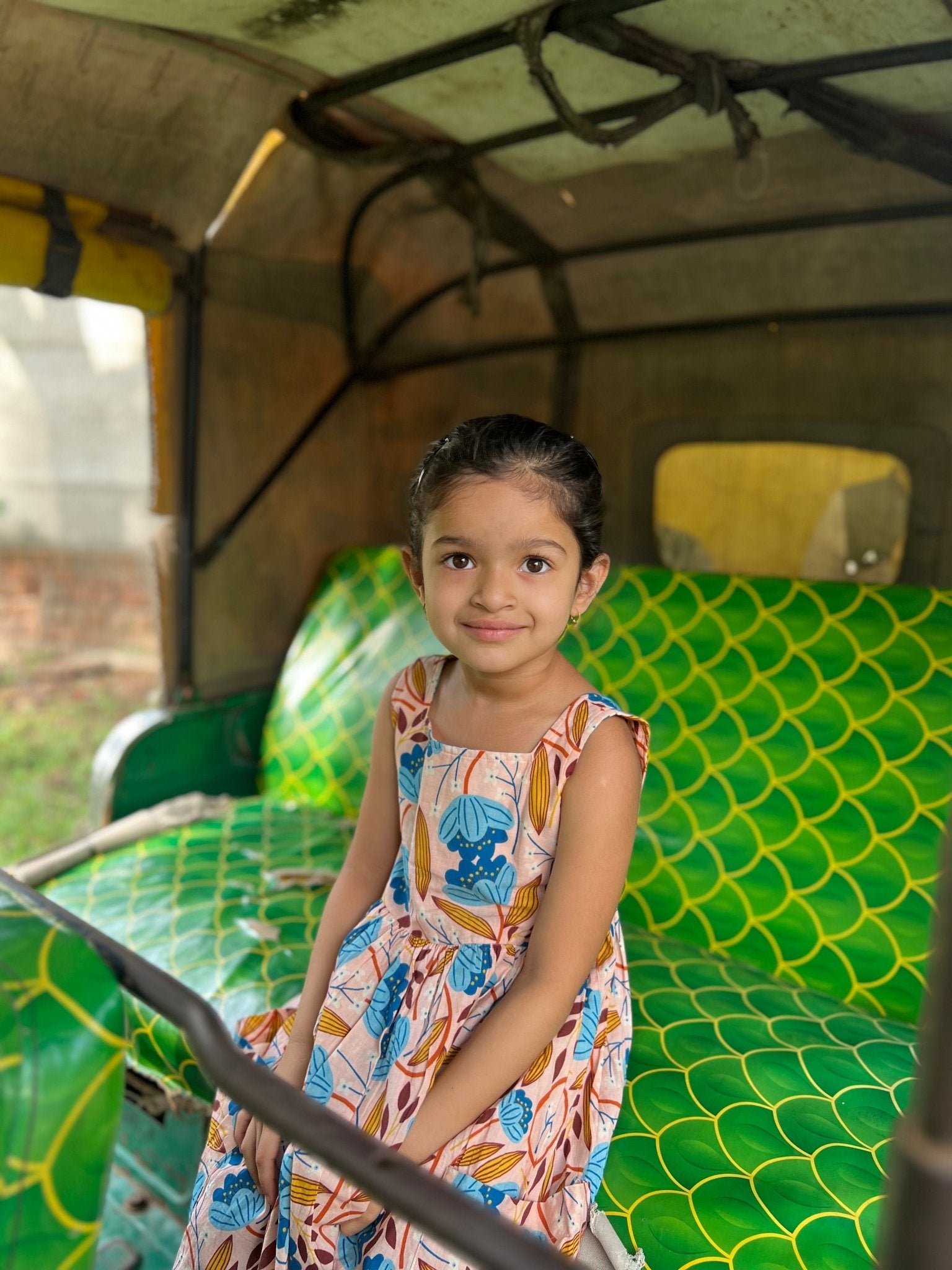 Muniah Dress I Pink Floral Print Cotton Dress – Kids Frocks & Dresses on Brown Living™. SKU: ZGPFA. Img 3.