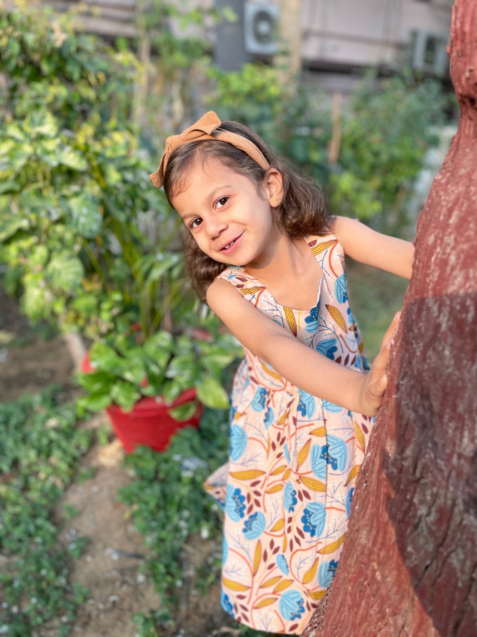 Muniah Dress I Pink Floral Print Cotton Dress – Kids Frocks & Dresses on Brown Living™. SKU: ZGPFA. Img 1.