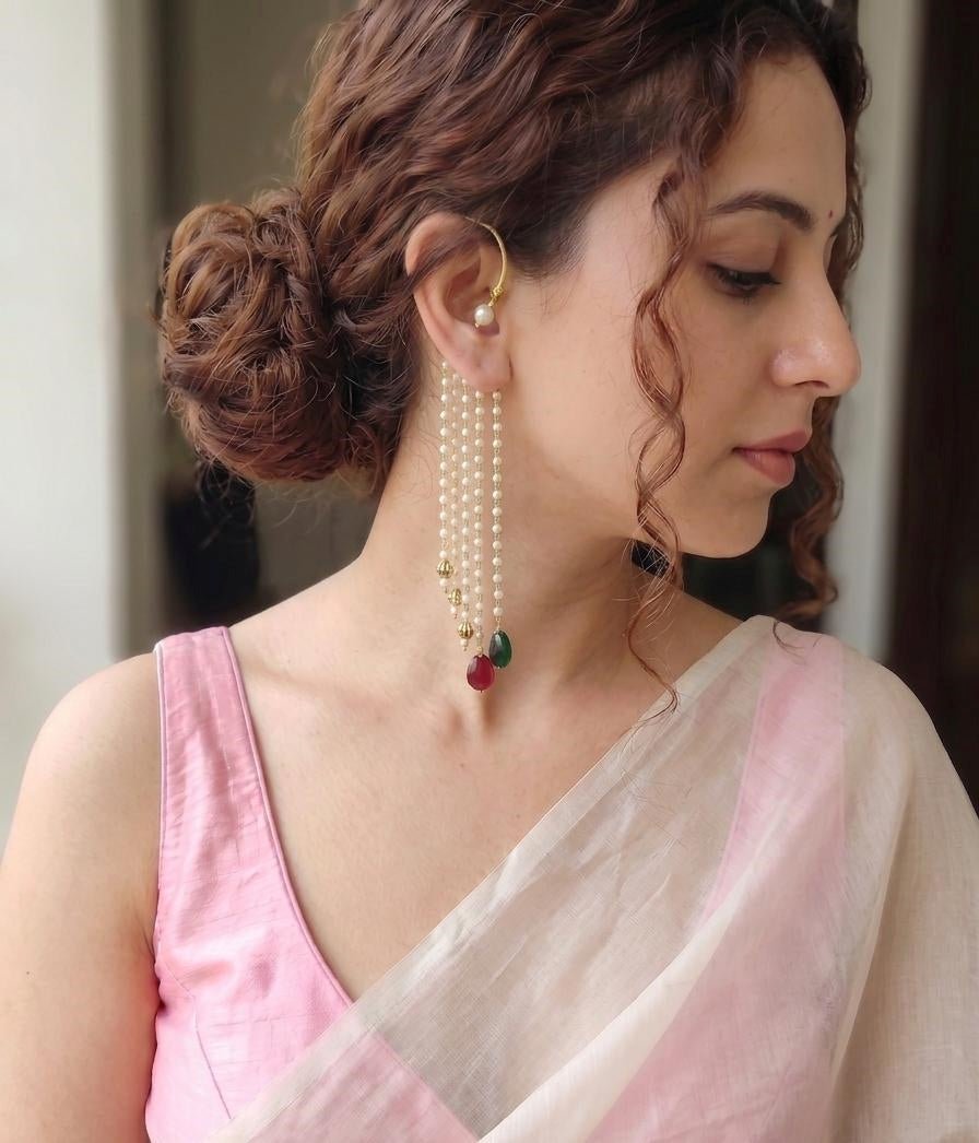 Muthu Kemp Ear Stack | Handcrafted Traditional Statement Earrings – Womens Earrings on Brown Living™. SKU: SAR1018. Img 2.