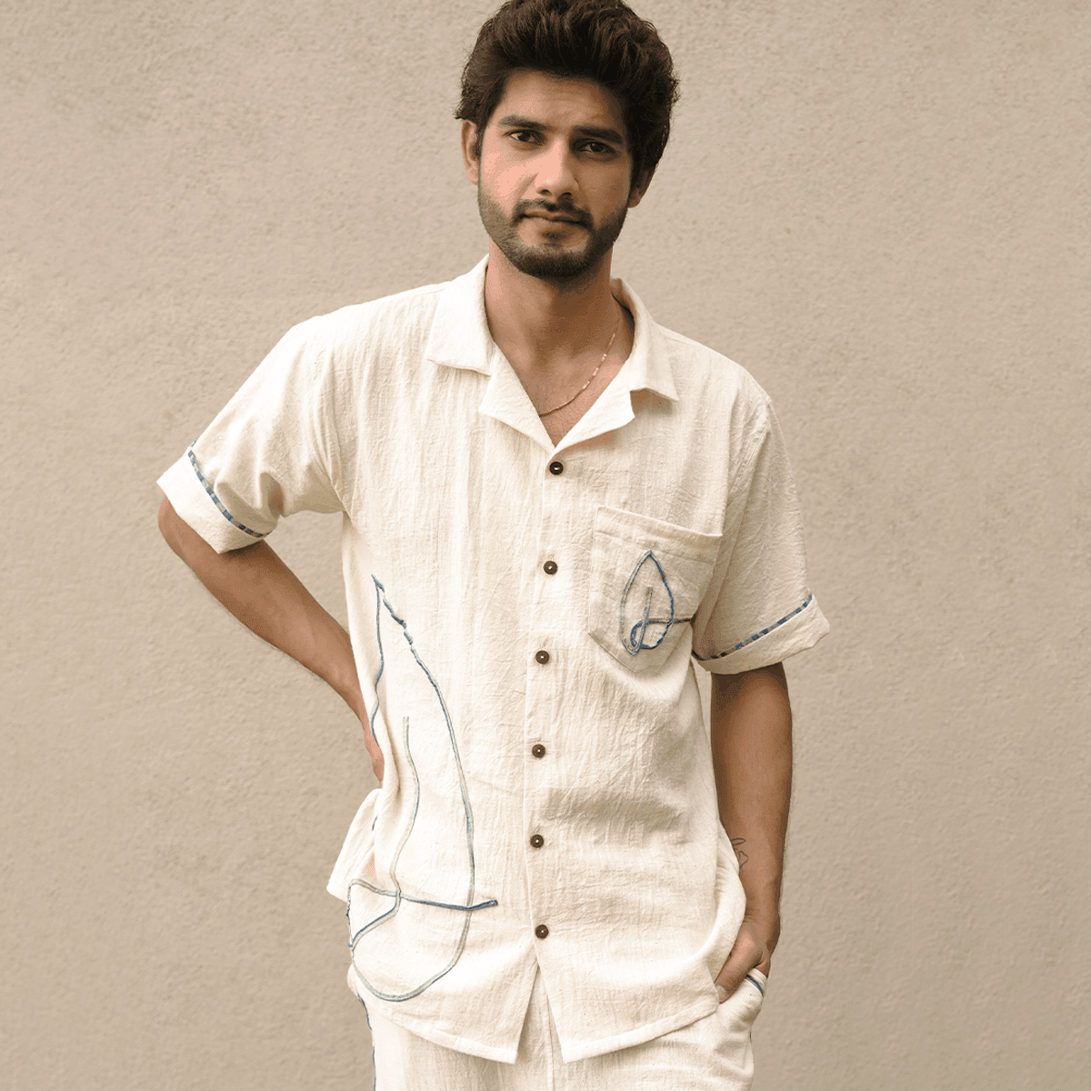 Nariyal Unisex Shirt | Sustainable Cotton Everyday Casual Wear – Mens Shirt on Brown Living™. SKU: 5MA00004. Img 1.