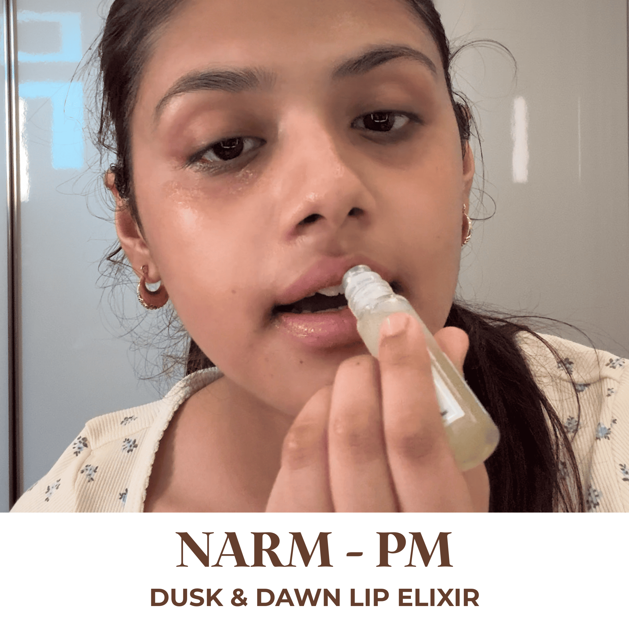 Narm Dusk & Dawn Lip Elixir – AM Tint & PM Lip Therapy Duo – Lip Combo Pack on Brown Living™. SKU: ORG-NARM-LIPDUO01. Img 10.