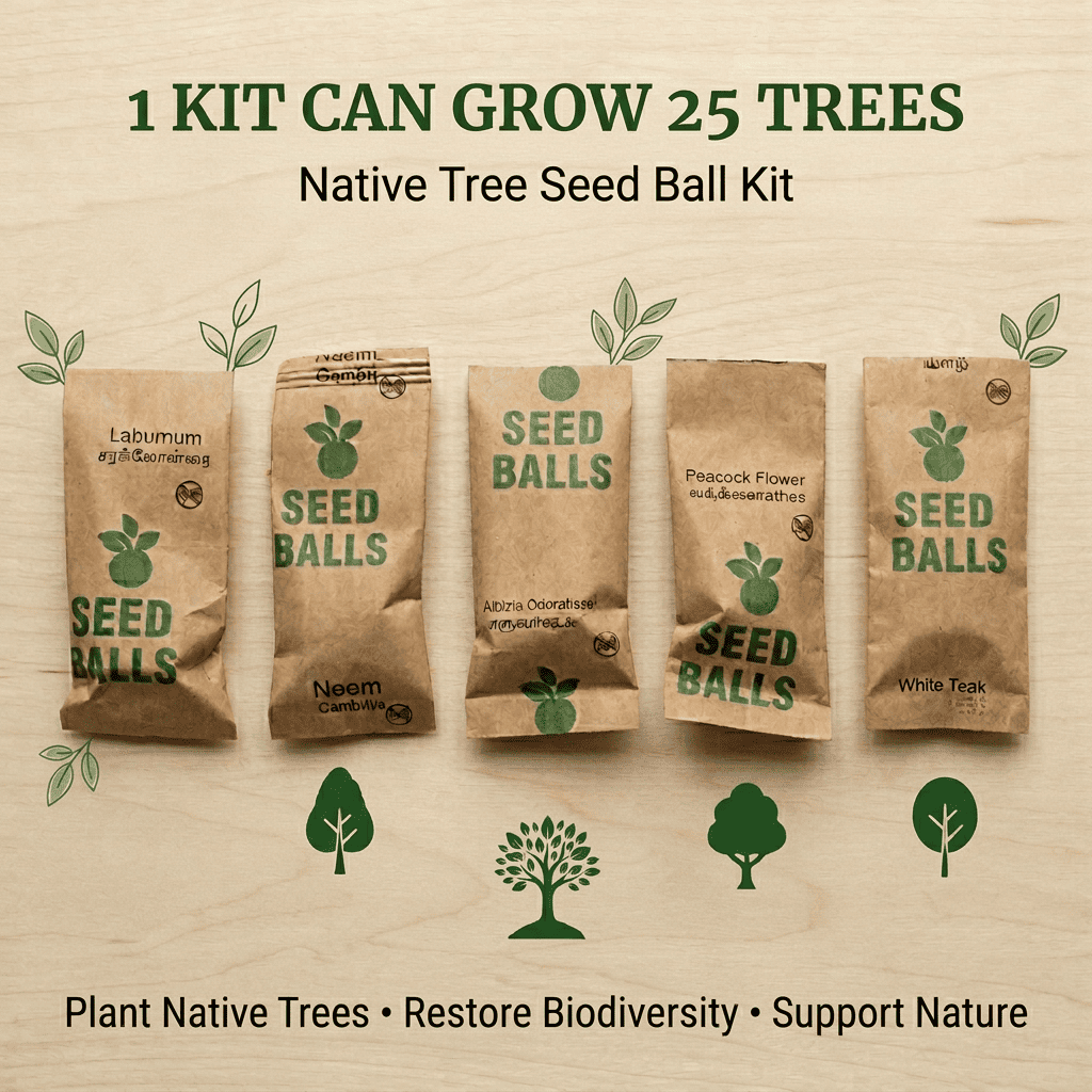 Native Tree Seed Ball Kit 25 Pack Eco Reforestation Seed Bombs – Seeds on Brown Living™. SKU: DOS-ORG-SEED-01. Img 4.