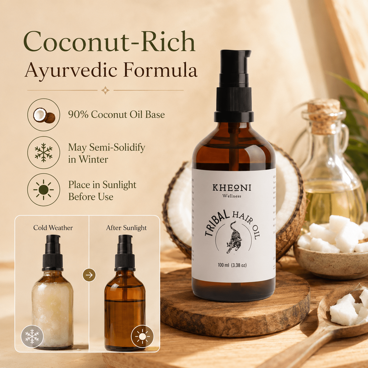 Natural Ayurvedic Hair Oil | Hair Growth, Hair Fall & Scalp Care – Hair Oil on Brown Living™. SKU: kh_triblhairoil_01. Img 8.