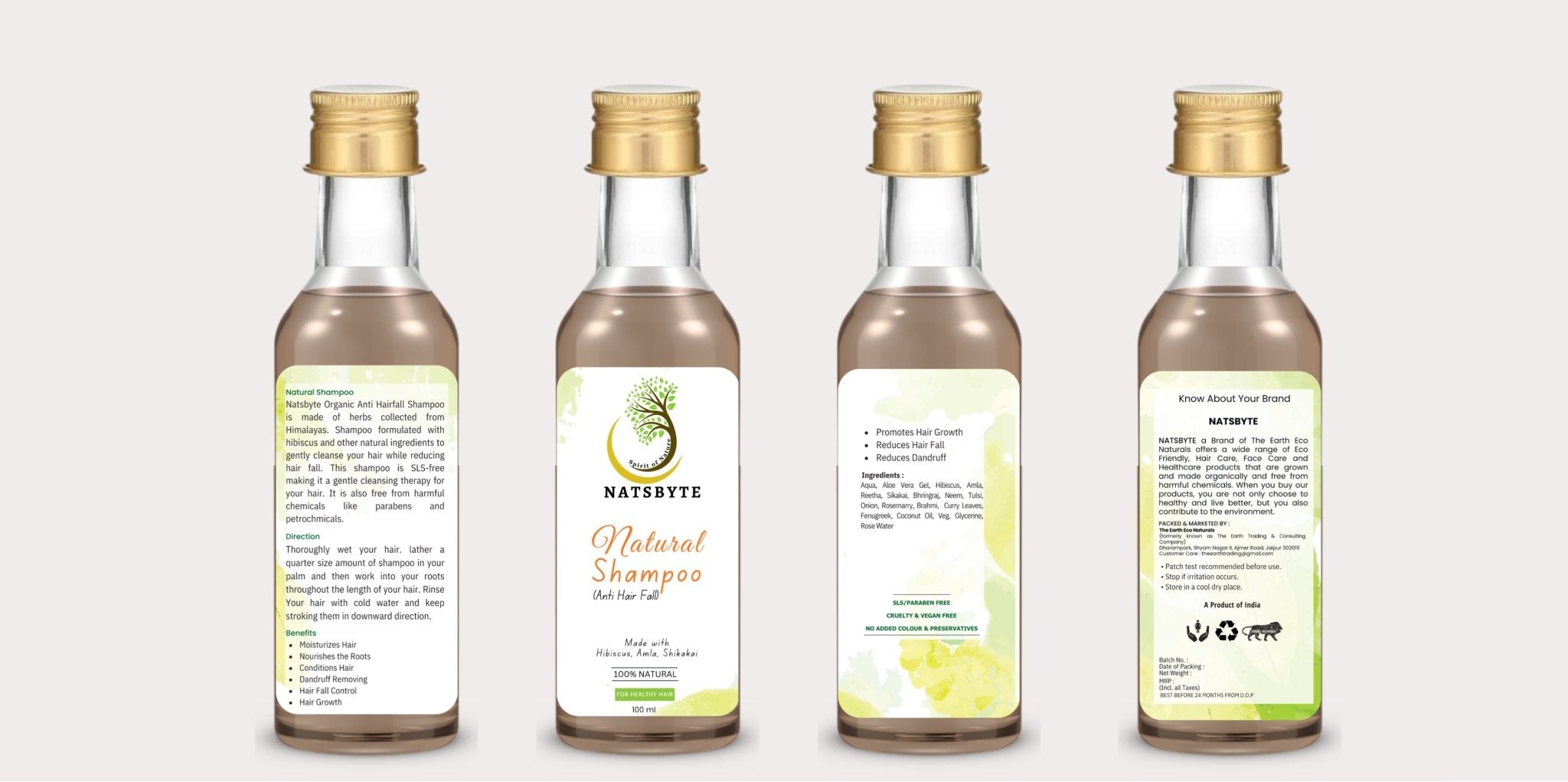 Natural Ayurvedic Shampoo | SLS Free | Chemical Free | Anti Hair Fall – Hair Shampoo on Brown Living™. SKU: NATURALSHAMPOO. Img 4.