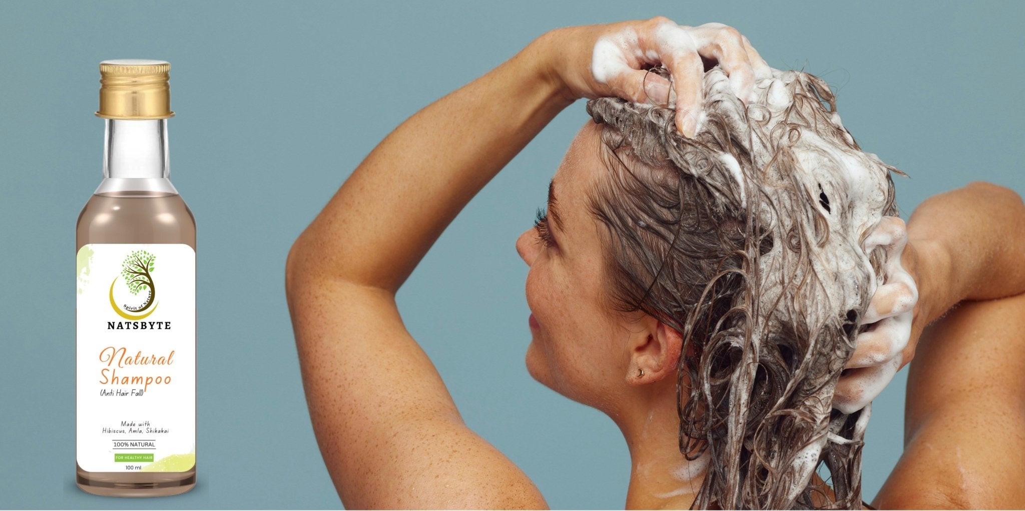 Natural Ayurvedic Shampoo | SLS Free | Chemical Free | Anti Hair Fall – Hair Shampoo on Brown Living™. SKU: NATURALSHAMPOO. Img 3.