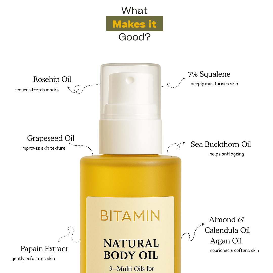 Natural Body Oil - Coconut Vanilla - 100 ML – Body Oil by Bitamin available on Brown Living™. . SKU: BodyoilC. Img 6.
