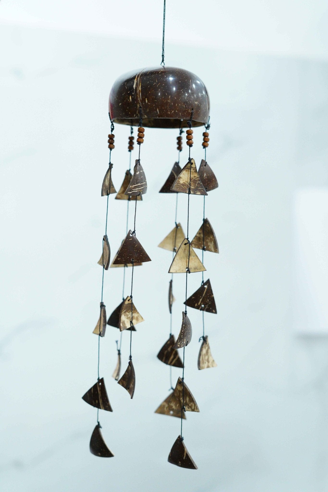Natural Coconut Shell Hanging Wind Chimes | Handcrafted Decor – Windchimes & Dreamcatchers on Brown Living™. SKU: KOTT008. Img 2.