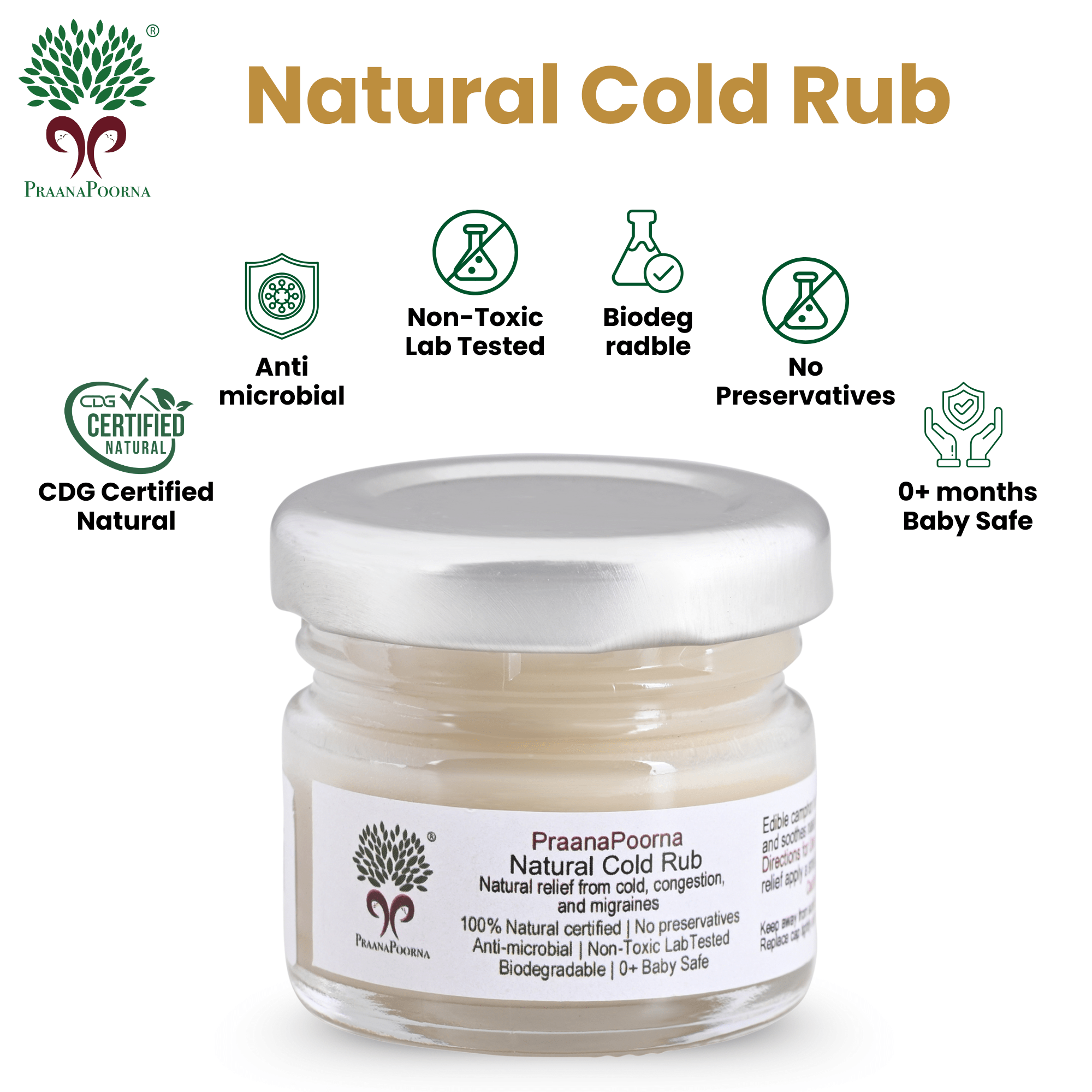 Natural Cold Rub - 25g – Medical Care on Brown Living™. SKU: 133-08239-praanapoorna-SKUB4. Img 5.
