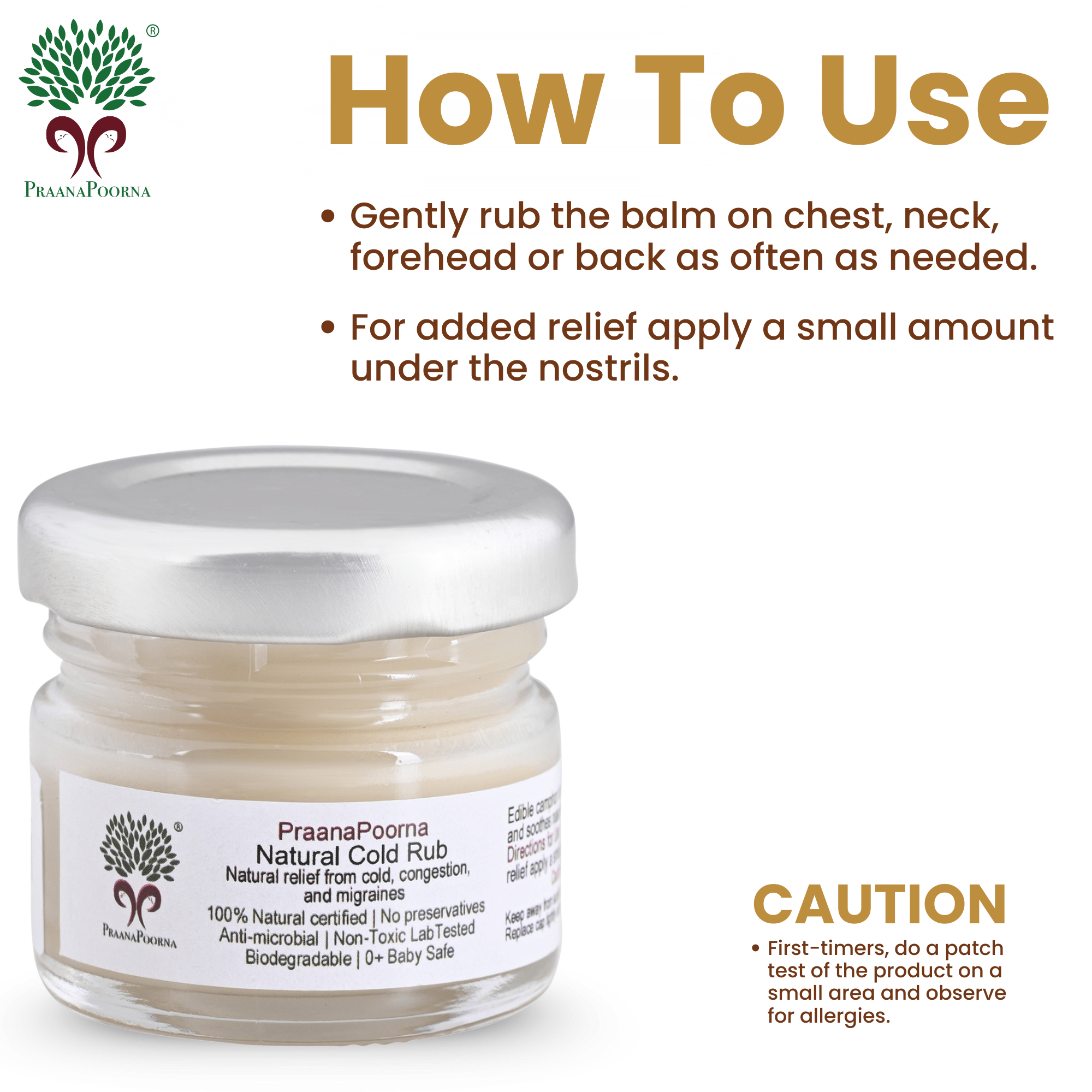 Natural Cold Rub - 25g – Medical Care on Brown Living™. SKU: 133-08239-praanapoorna-SKUB4. Img 3.