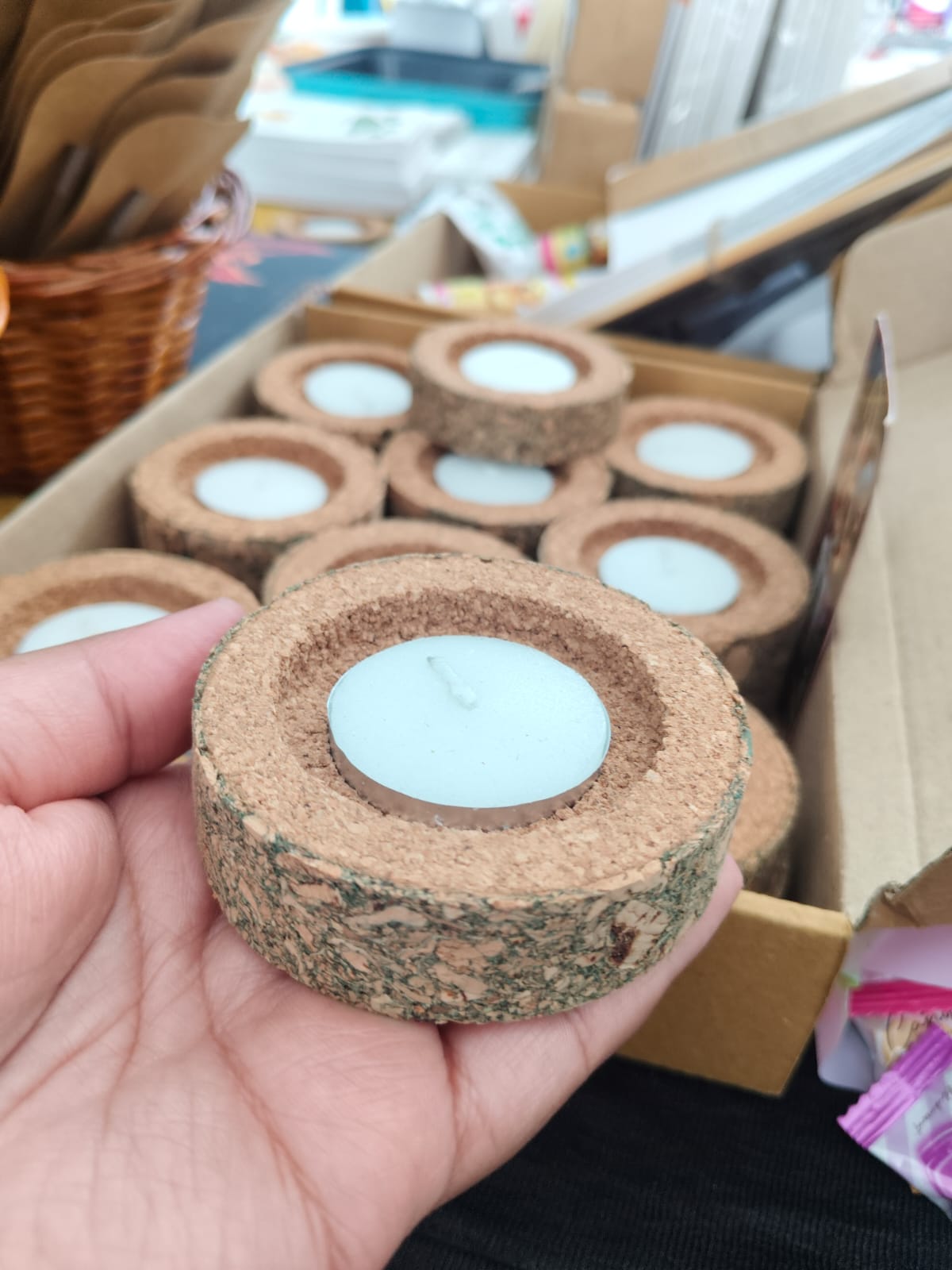 Natural Cork Tealight Candle Holder- Set Of 2 – Candles & Fragrances on Brown Living™. SKU: BRC-CTH-NAT-01. Img 3.