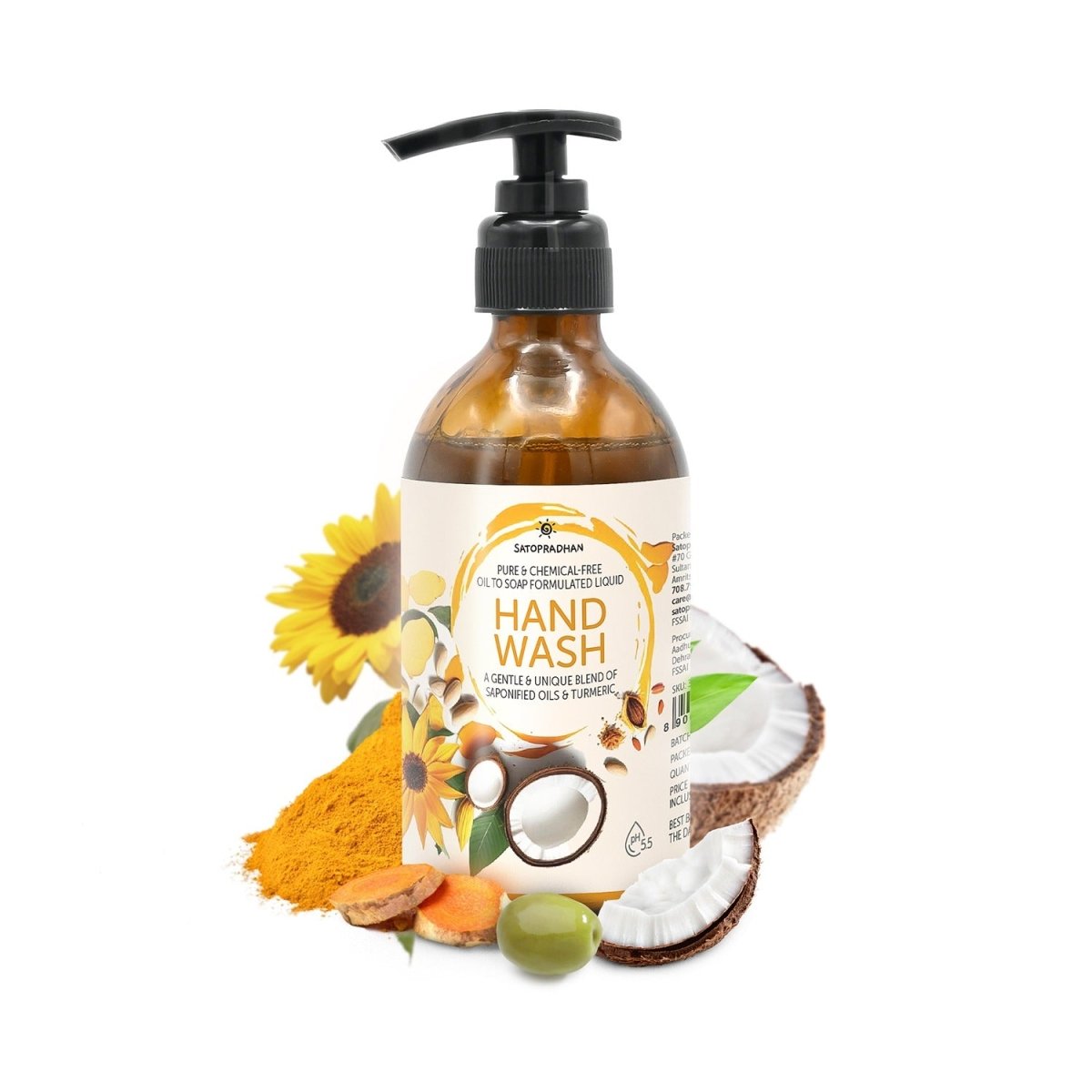 Natural Liquid Handwash 200ml | Saponified Oils & Turmeric – Hand Wash on Brown Living™. SKU: 3BC_HWL - 2H. Img 1.
