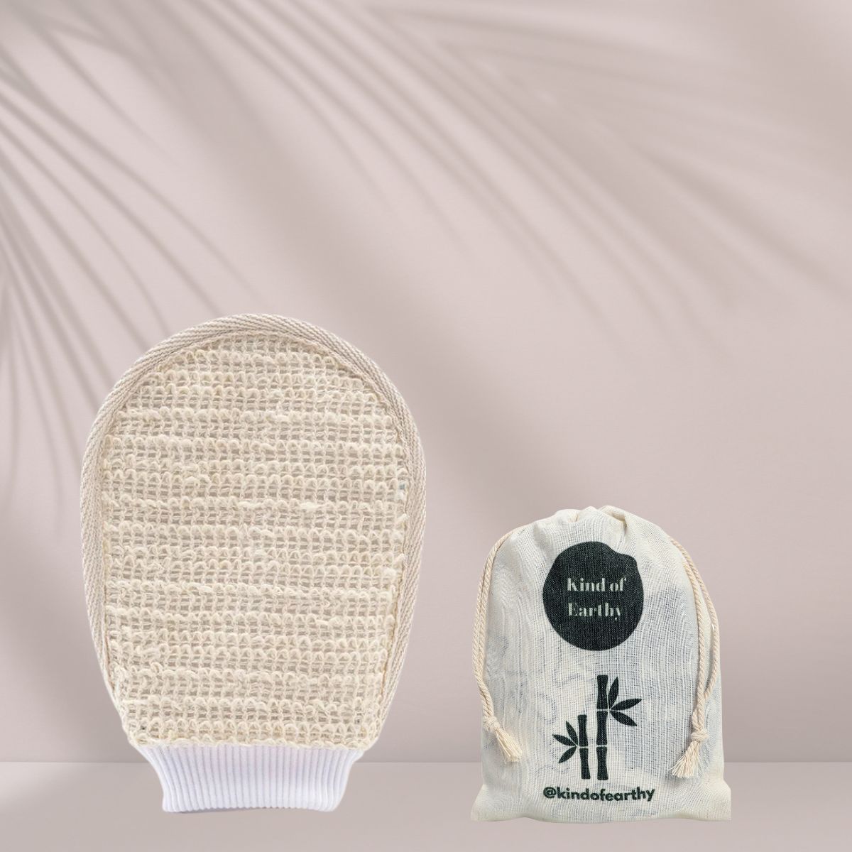 Natural Loofah Body Scrubber Glove | Exfoliating Shower Mitt – Body Scrub on Brown Living™. SKU: KOE-015-GL-1. Img 1.
