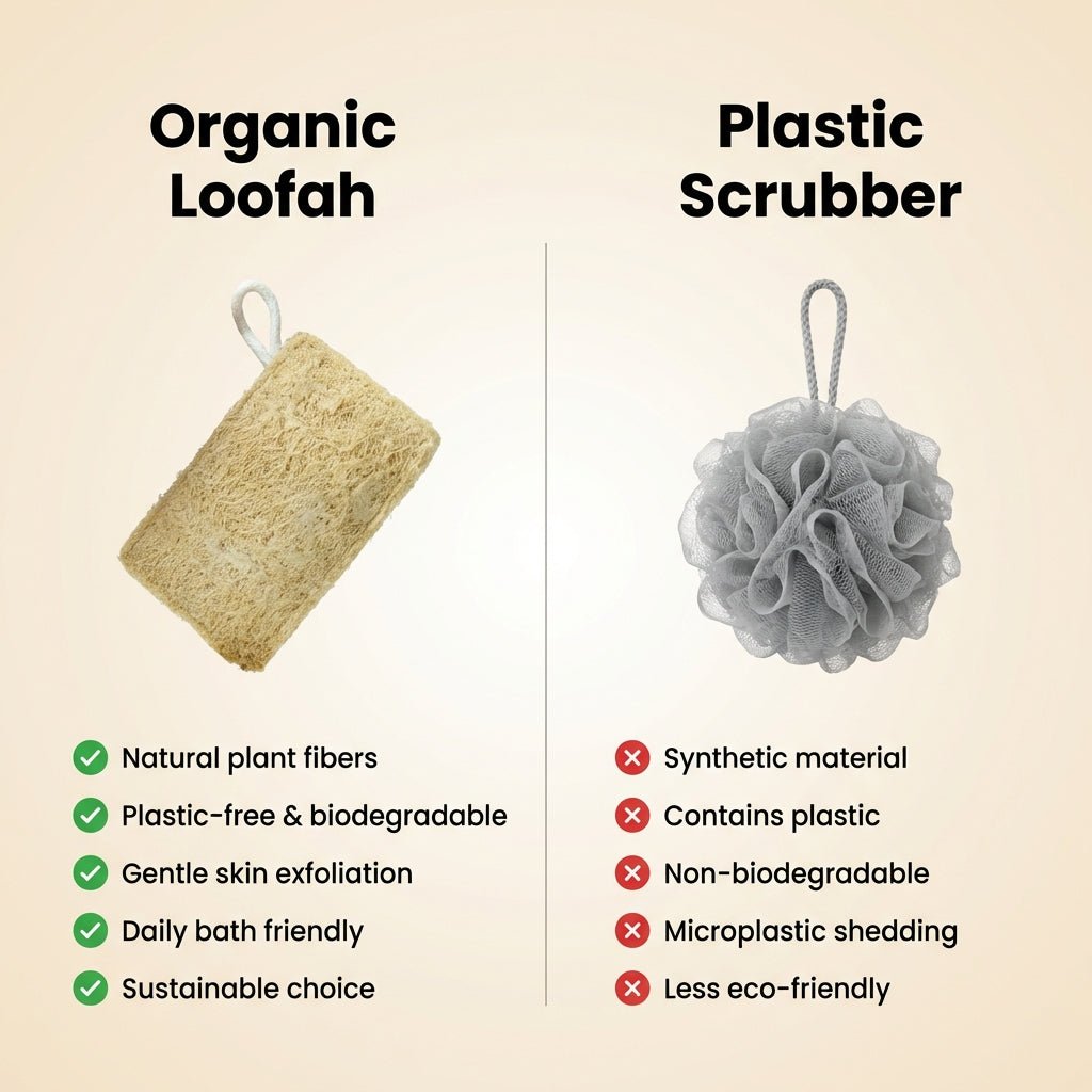 Natural Loofah Scrubber Pack Of 5 Plastic Free Body Exfoliator – Bath Accessories on Brown Living™. SKU: DOS-ORG-LOOFAH-01. Img 4.