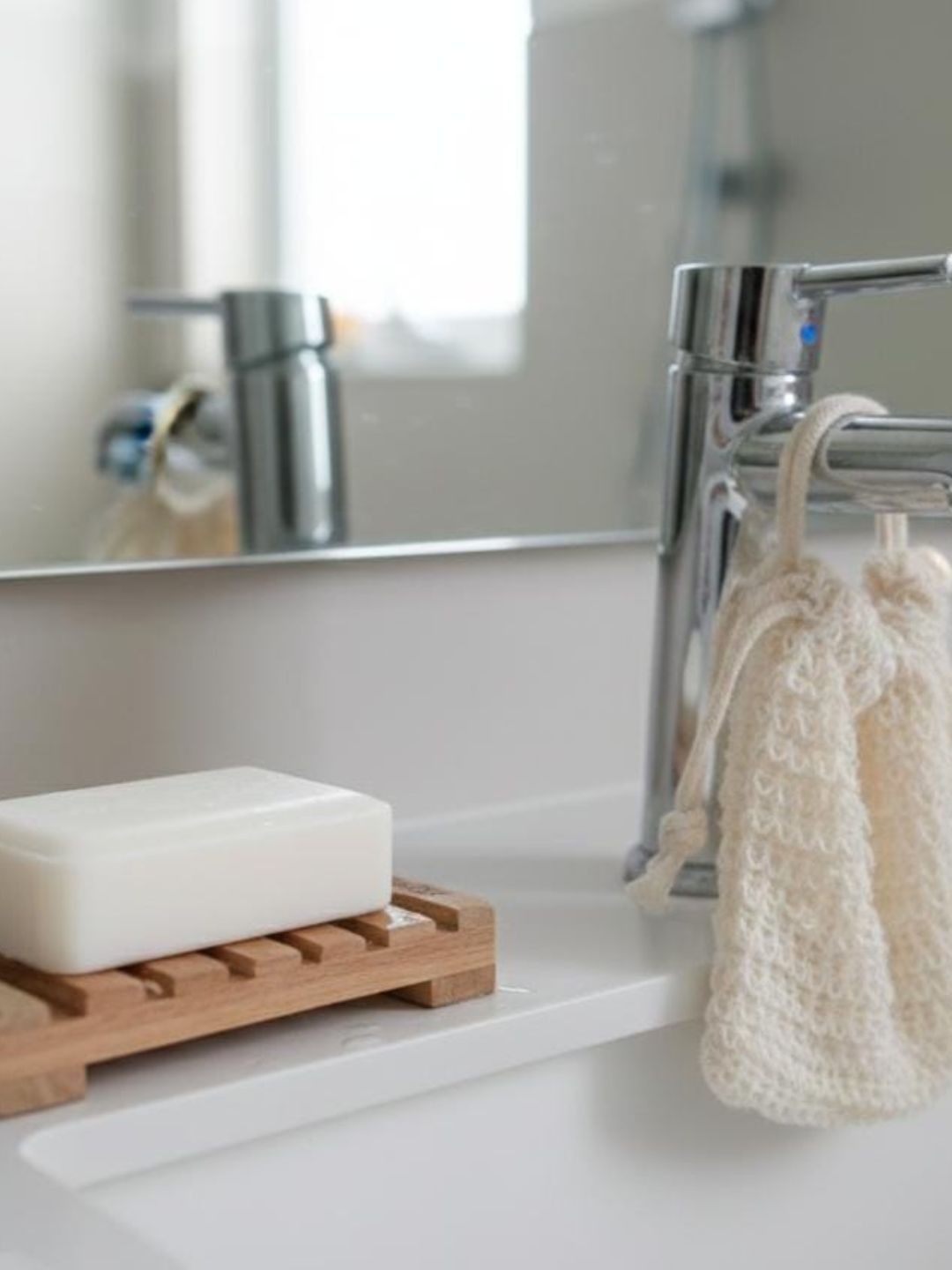 Natural Ramie Soap Saver Pouch & Bamboo Wood Soap Dish – Bath Accessories on Brown Living™. SKU: KOE024-SD-SS. Img 3.