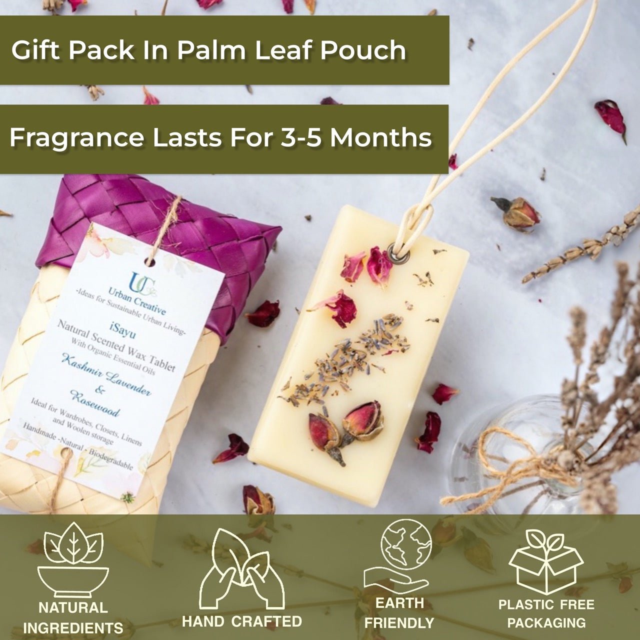 Natural Scented Wax Tablets - Kashmir Lavender & Rosewood – Candles & Fragrances on Brown Living™. SKU: UC - 60 / SWT_KLRW. Img 3.