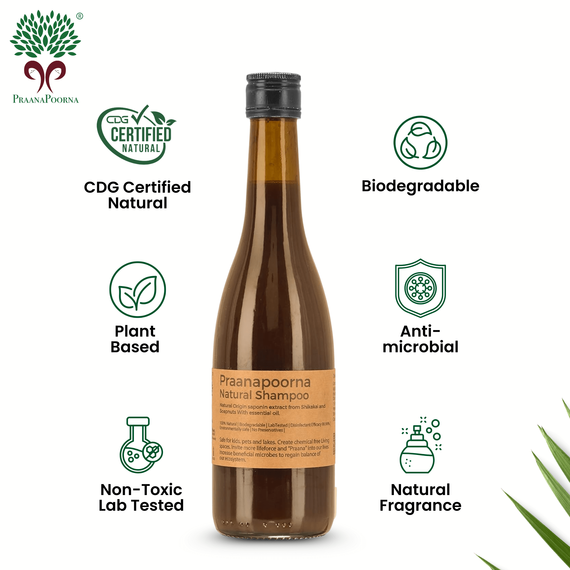 Natural Shampoo 350ml – Hair Shampoo on Brown Living™. SKU: 133-08236-praanapoorna-SKUA11. Img 2.