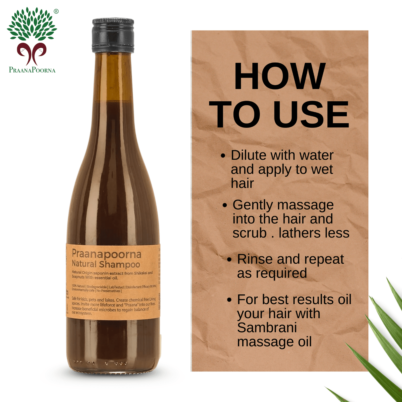 Natural Shampoo 350ml – Hair Shampoo on Brown Living™. SKU: 133-08236-praanapoorna-SKUA11. Img 5.