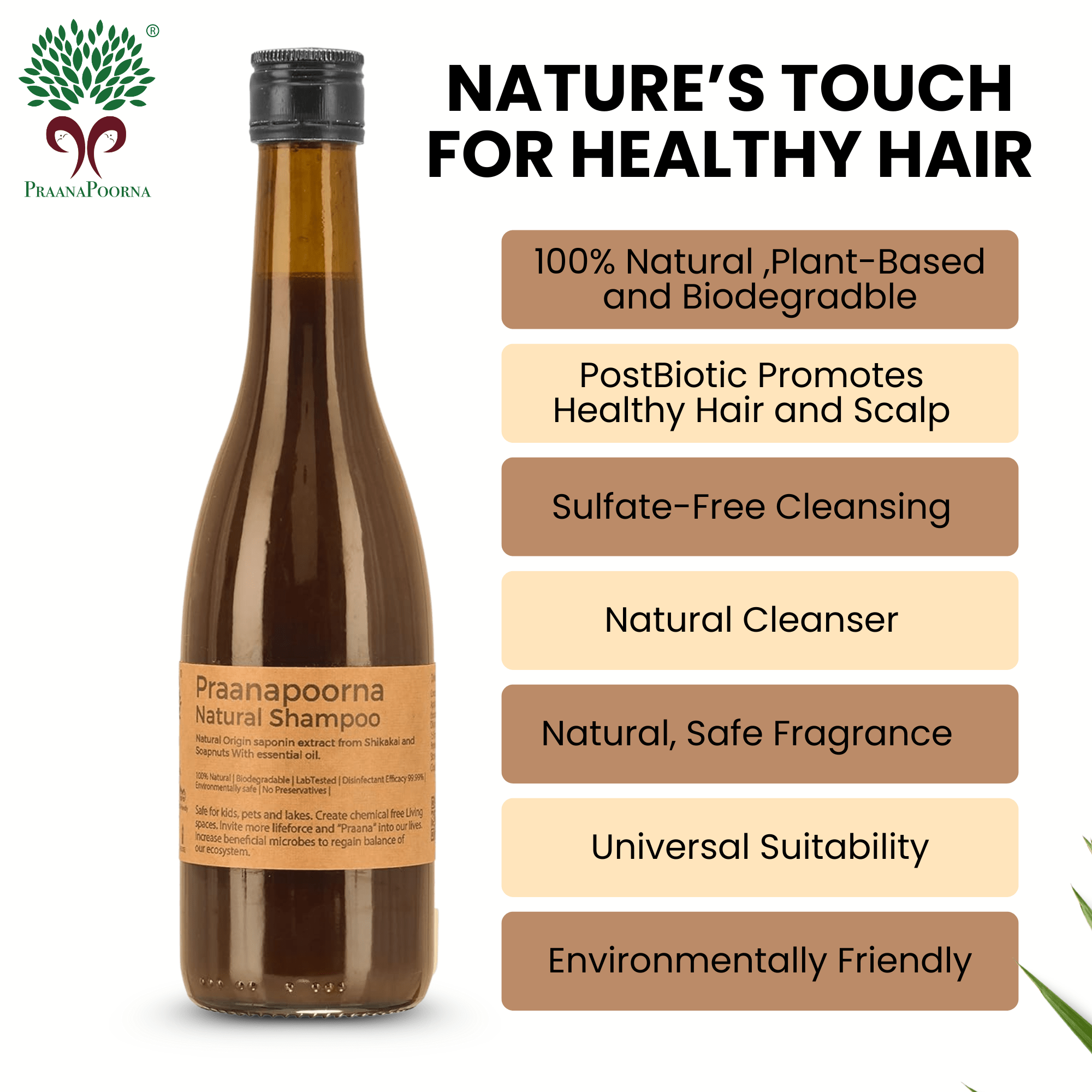 Natural Shampoo 350ml – Hair Shampoo on Brown Living™. SKU: 133-08236-praanapoorna-SKUA11. Img 4.