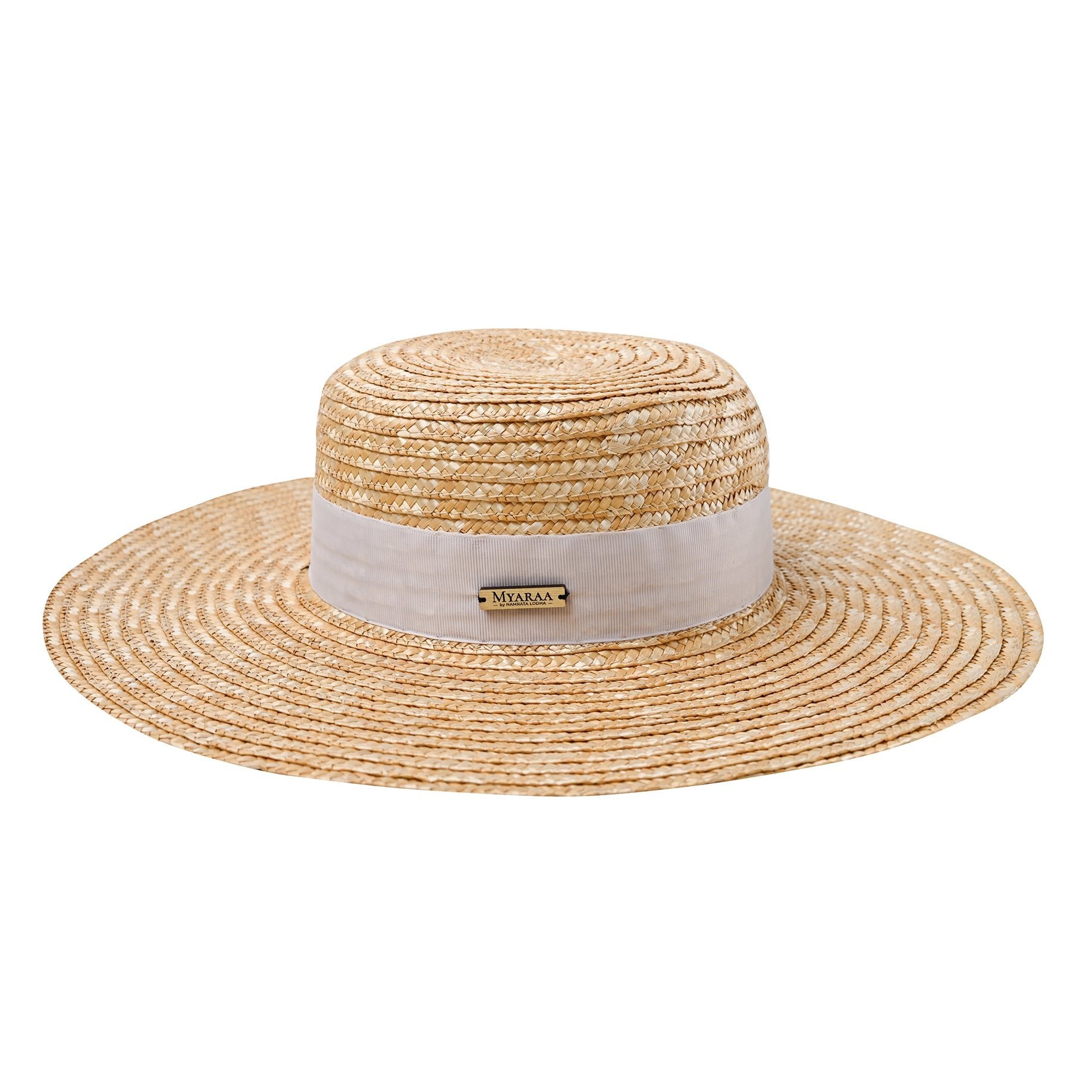 Natural Wheat Straw Wide Brim Boater Hat | Travel & Beach Essential – Womens Hat on Brown Living™. SKU: MBNL002051. Img 1.