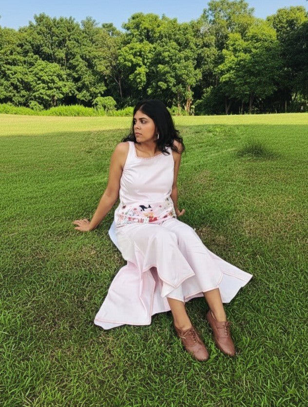 Naturally Dyed Cotton Organic Cotton Hand embroidered Indo - western – Womens Ethnic Sets on Brown Living™. SKU: C2P1L. Img 3.