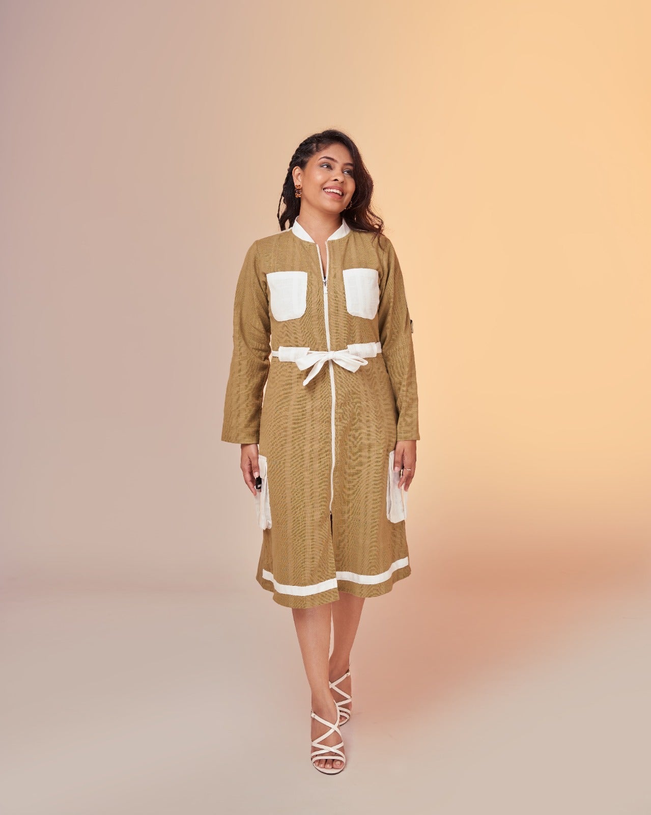 Naturally Dyed Hemp Cargo Dress For Women | Sustainable Wear – Womens Dress on Brown Living™. SKU: GCDXL. Img 4.