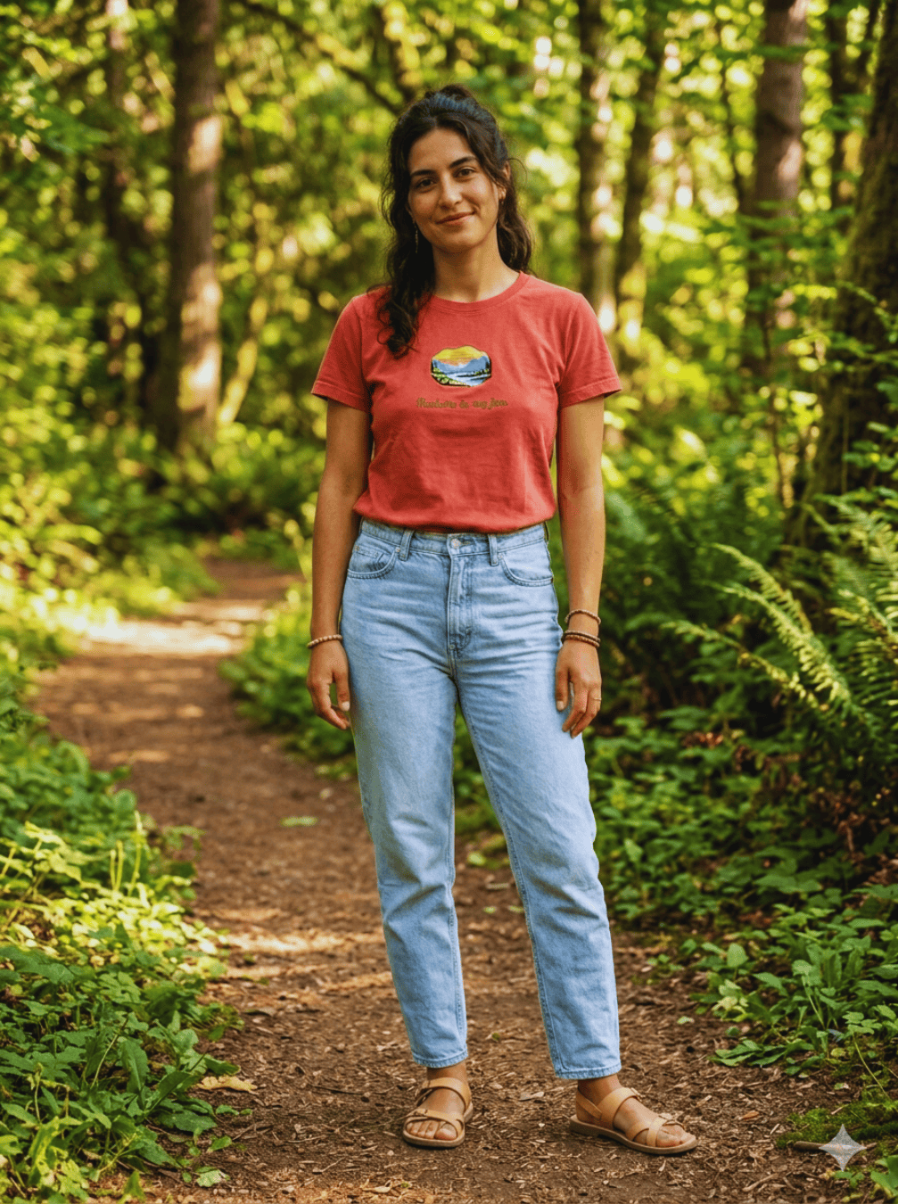 Naturally Dyed Organic Cotton T-Shirt for Women | Milky Orange – Womens T-Shirt on Brown Living™. SKU: RETS. Img 9.
