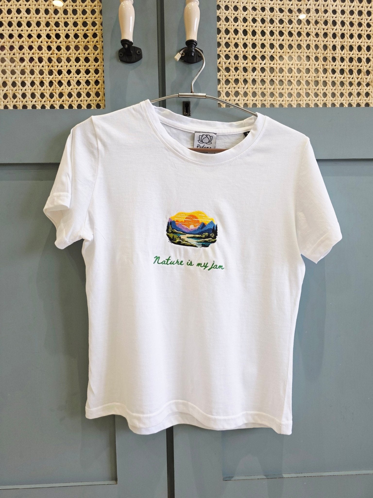 Nature Lover's Organic Cotton Slim Fit T-shirt: Classic White – Womens T-Shirt on Brown Living™. SKU: WETM. Img 2.