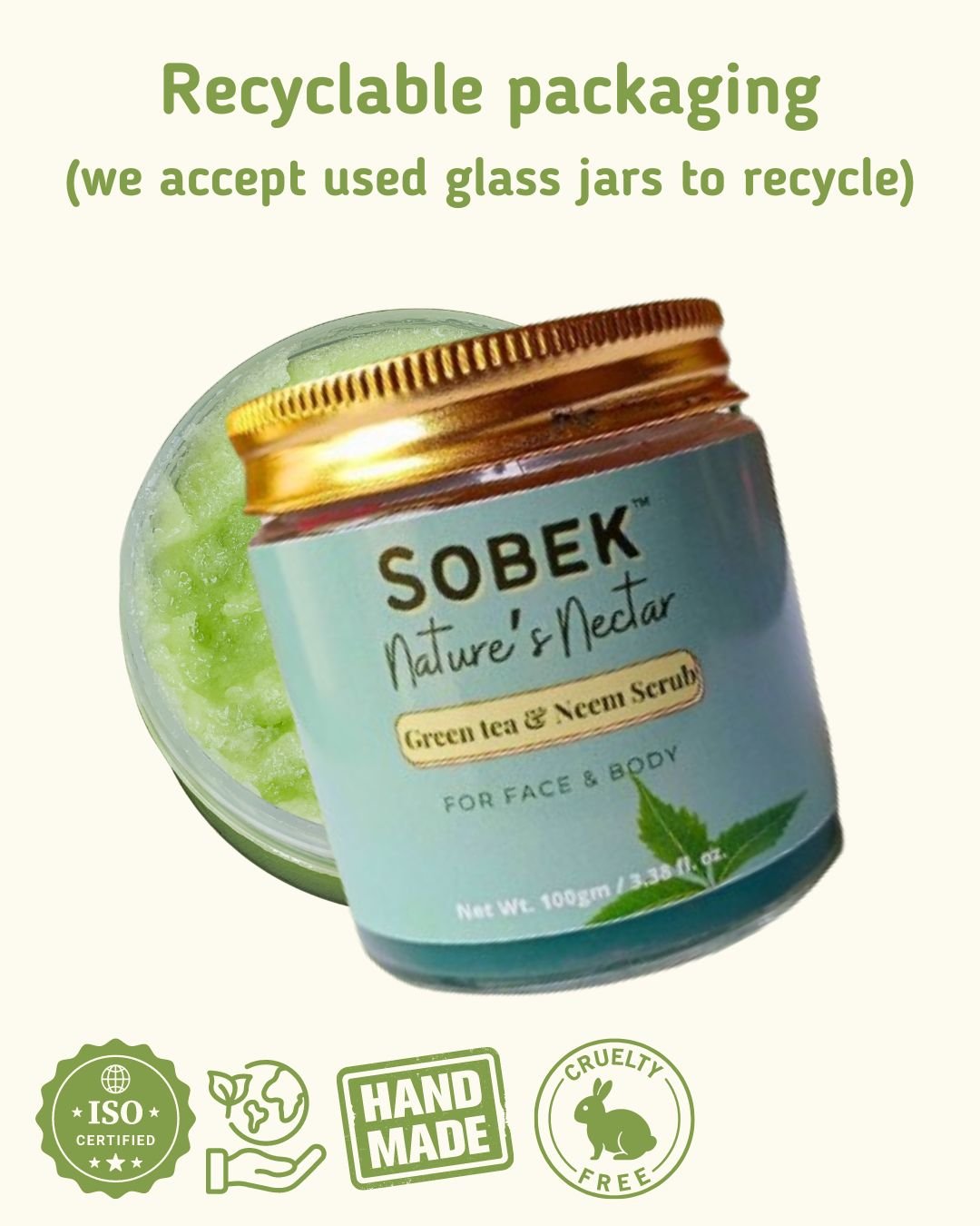 Nature's Nectar - Green Tea & Neem Face and Body Scrub | Verified Sustainable by Brown Living™