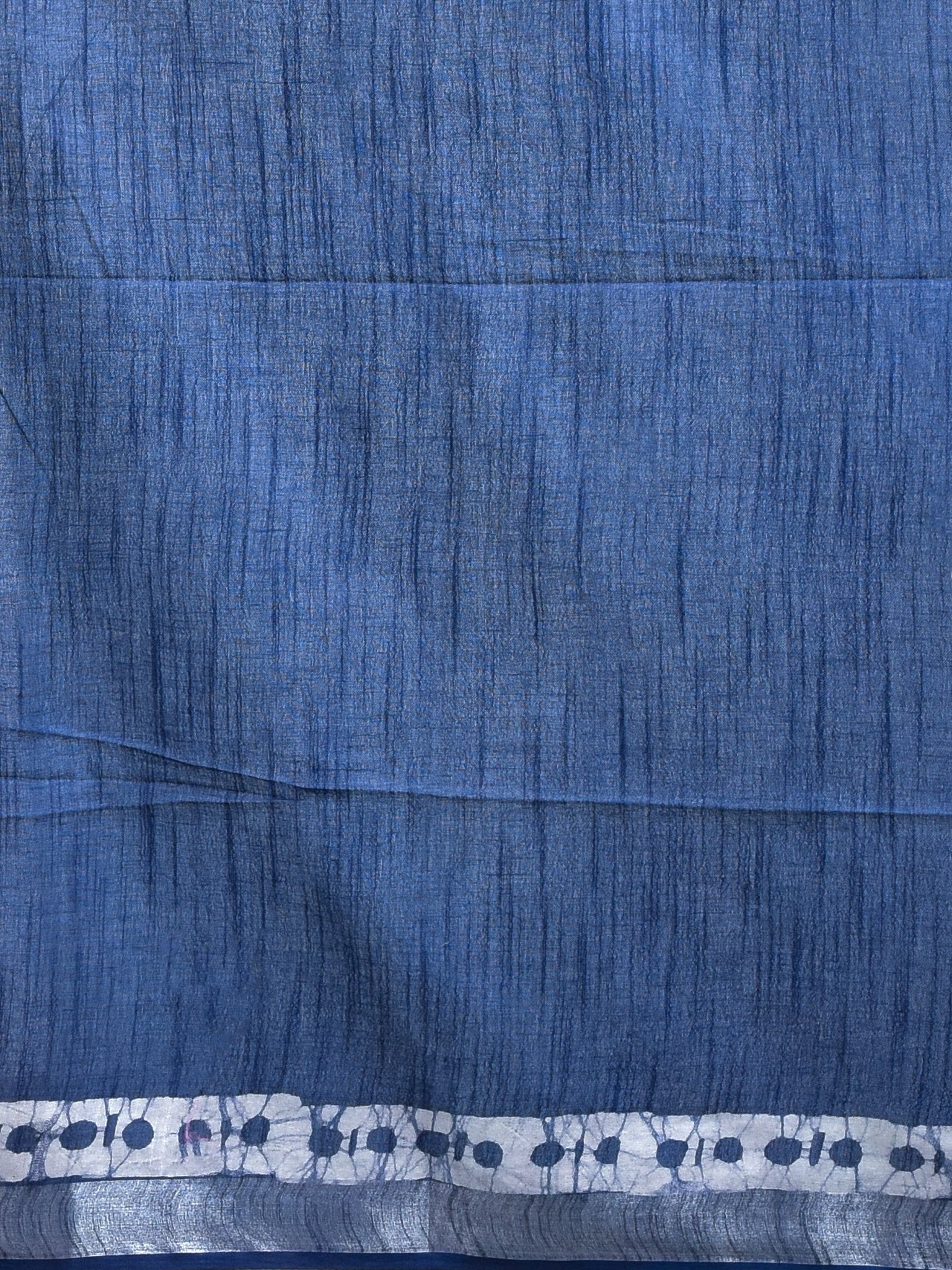 Navy Blue Traditional Batik Design Pure Linen Saree – Womens Saree on Brown Living™. SKU: STRLINSAR18. Img 2.