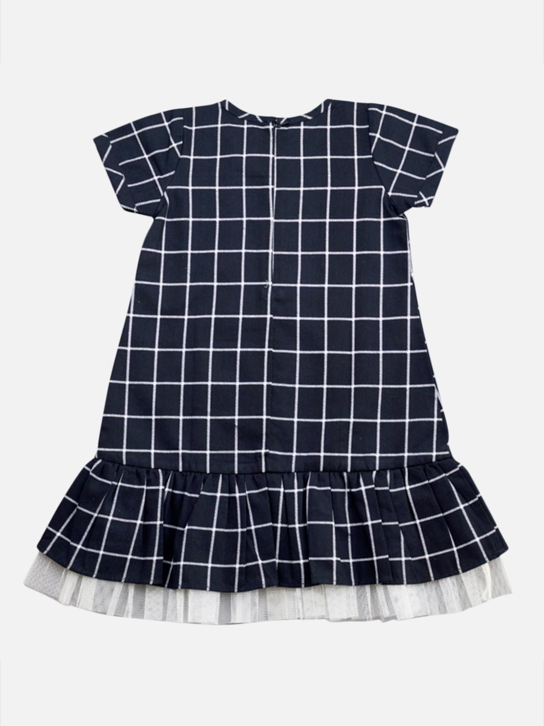 Navy Checkered Ruffle Dress Regular Fit for Girls – Kids Daywear Sets on Brown Living™. SKU: PG128_1. Img 1.