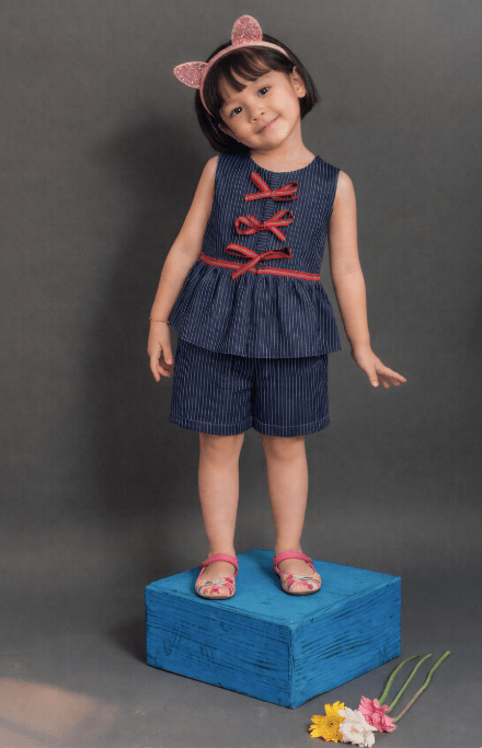 Navy Lace - Up Dress & Shorts Set Regular Fit for Girls – Kids Daywear Sets on Brown Living™. SKU: PG165_1. Img 7.