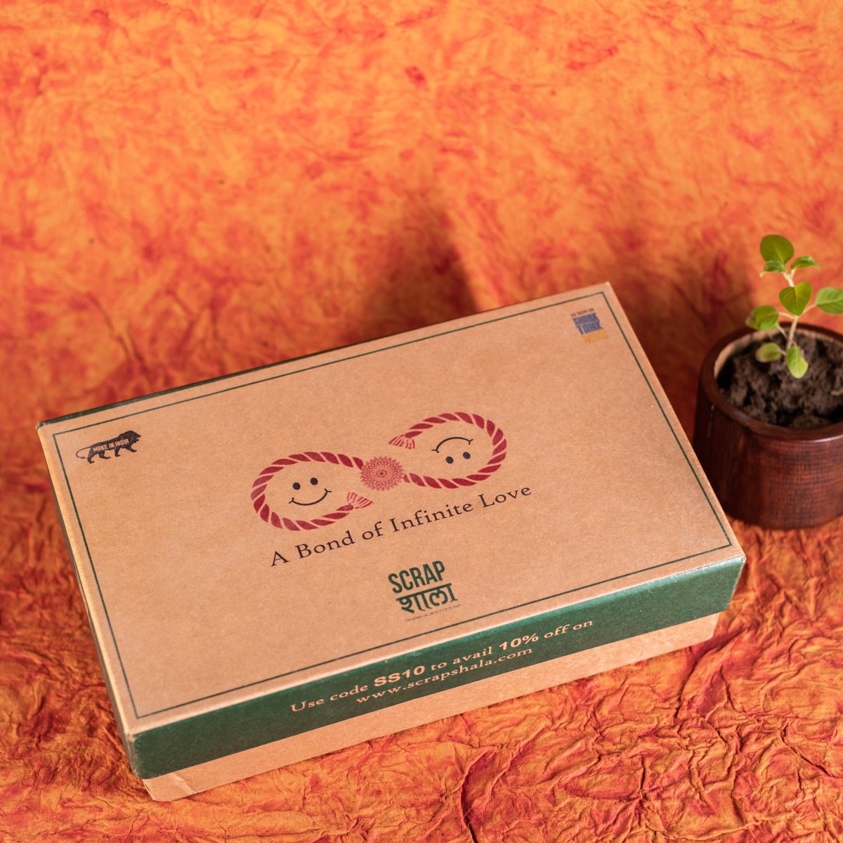 Nazarbattu Rakhi Gift Box | Rakhi and Lumba Set, Bamboo Speaker, Planting Material – Rakhi by Scrapshala available on Brown Living™. . SKU: SSR017. Img 7.