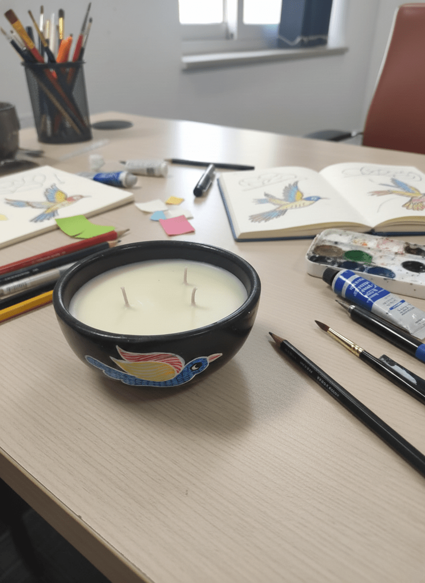 Neel Pakshi 3 - Wick Black Clay Deep | Handcrafted Aromatic Candle – Candles & Fragrances on Brown Living™. SKU: GDBPBCMDMC01. Img 3.