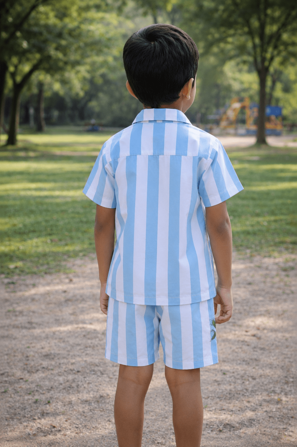 Neeli Dhaari Boys Cotton Co - ord Set | Striped Comfortable Kids Outfit – Kids Daywear Sets on Brown Living™. SKU: NDB23M1. Img 5.