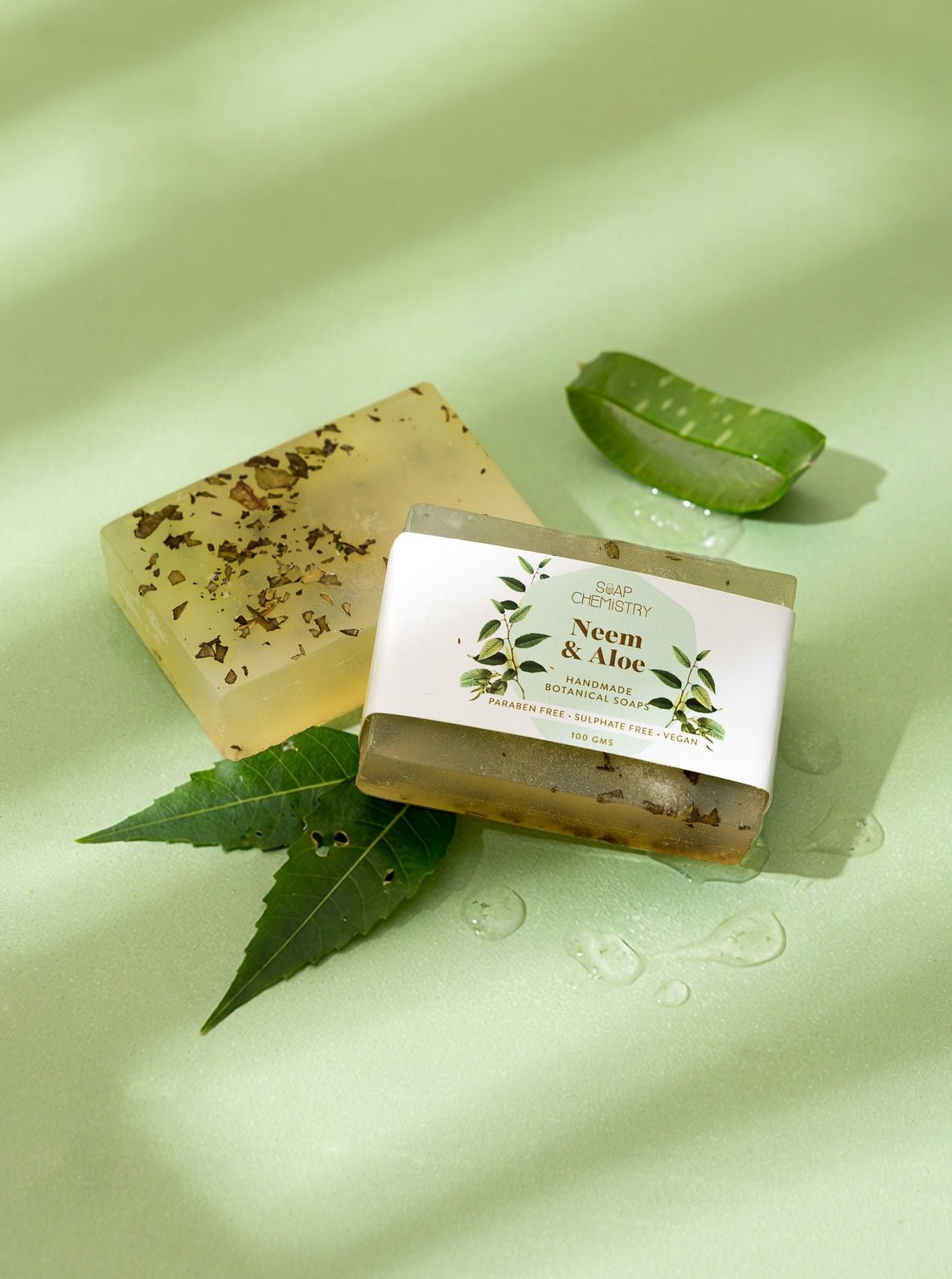 Neem & Aloe Soap Bar 125g | Herbal Soothing Bath Soap – Body Soap on Brown Living™. SKU: SC-08. Img 1.