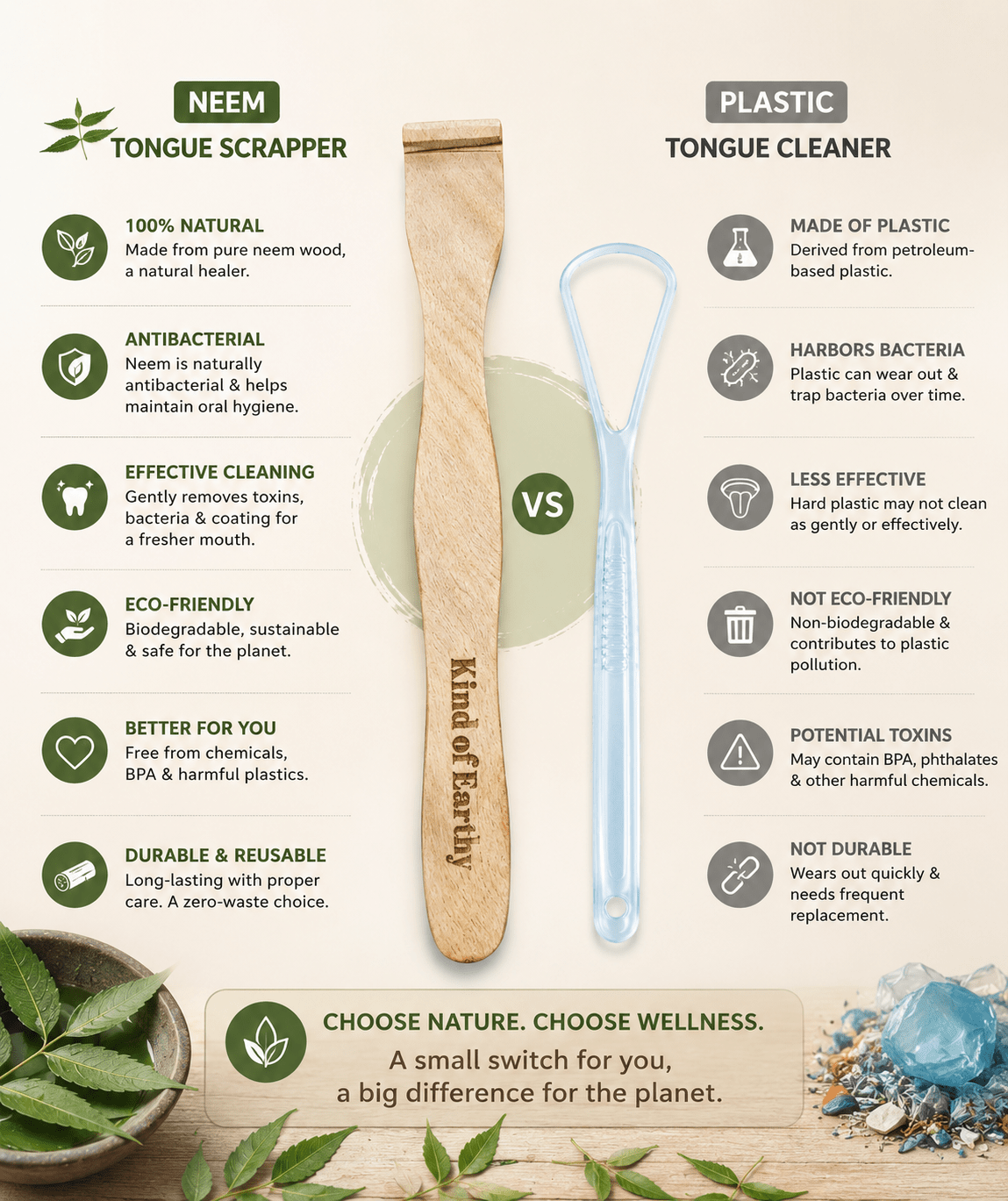 Neem Wood Tongue Scraper Pack of 4 | Neem Tongue Cleaner Adults & Kids – Tongue Cleaner on Brown Living™. SKU: KOE028-TS-4. Img 2.